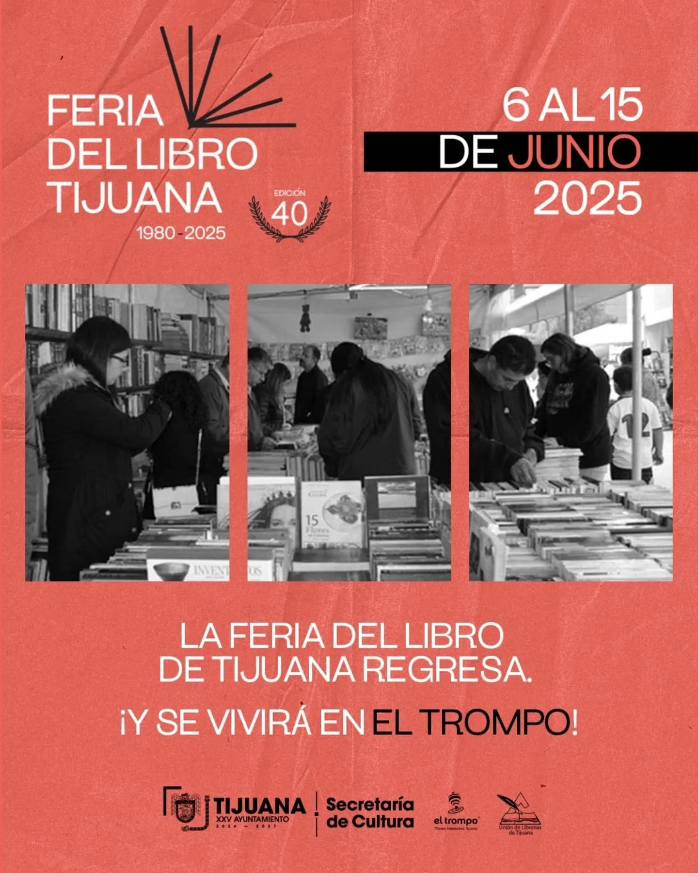 ¡Ya casi llegamos a la Feria del Libro Tijuana! π« @flt.tijuana
No se olviden de visitarnos en @trompomuseo del 12 al 15 de junio π 
Estaremos en el área de Experiencias Artísticas compartiendo experiencias y recaudando fo