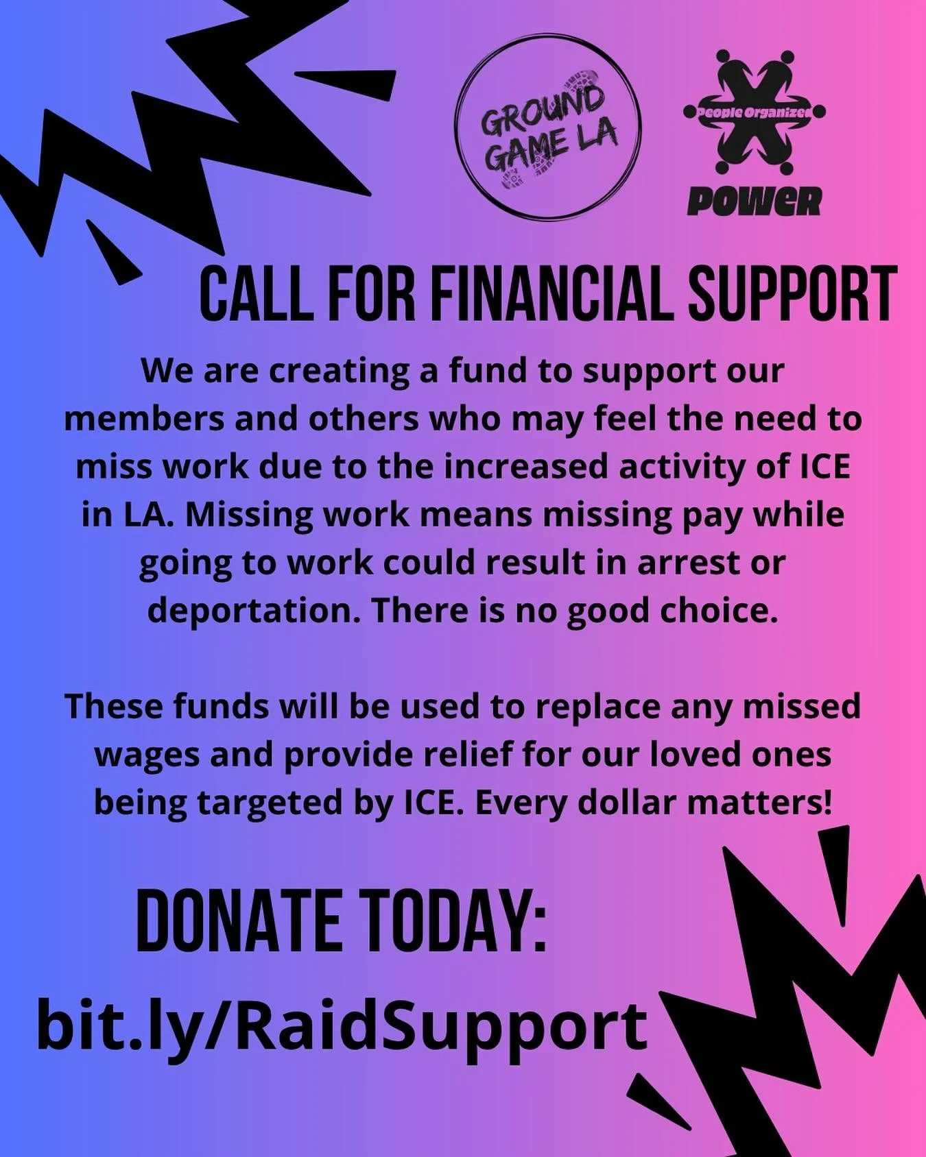 Posted @withregram • @groundgamela People are afraid to leave their home to go grocery shopping. We need your support to keep everyone safe. Make a donation at bit.ly/RaidSupport or visit the link in our bio.