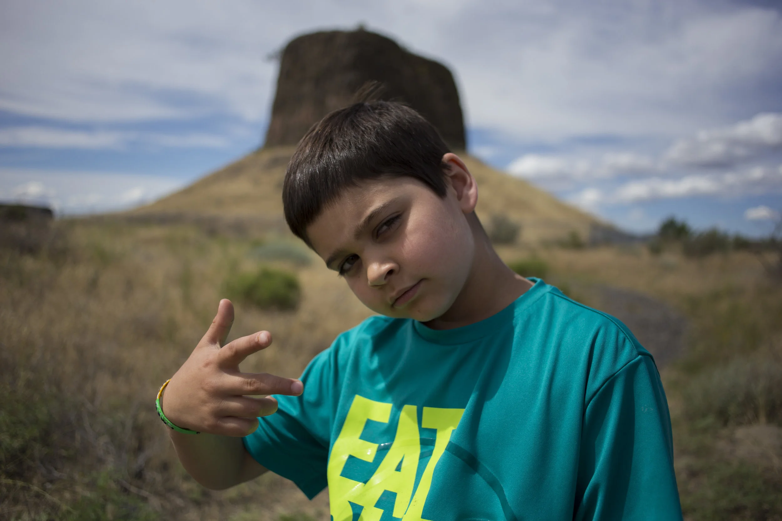  Maddox tries on Hat Rock for size in Hermiston, OR. 