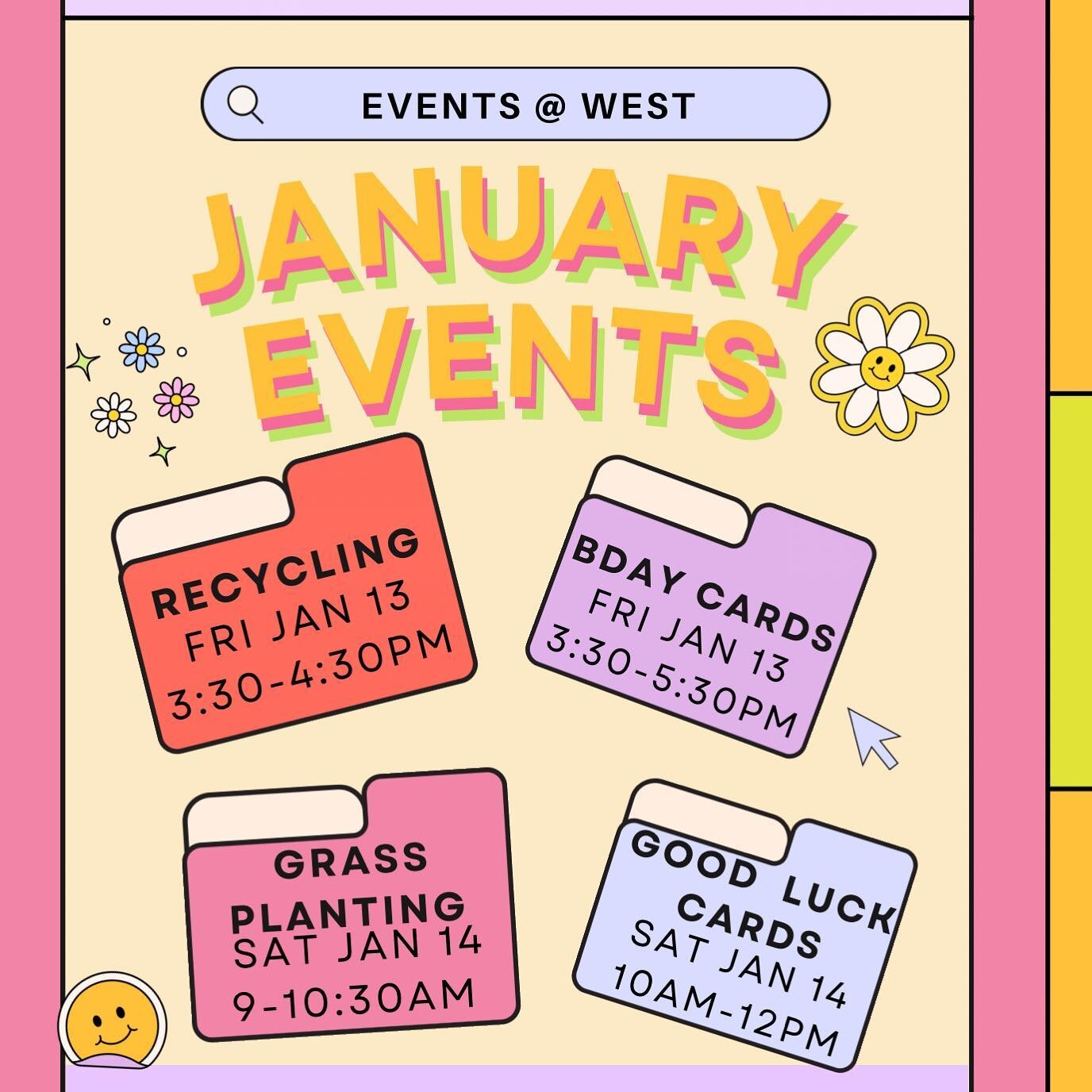 Here are some events happening this month at West! Find more information on our website and more events. Semester 1 point cutoff is January 31 and you must have 40 points to be active. Sign up at whscsf.org