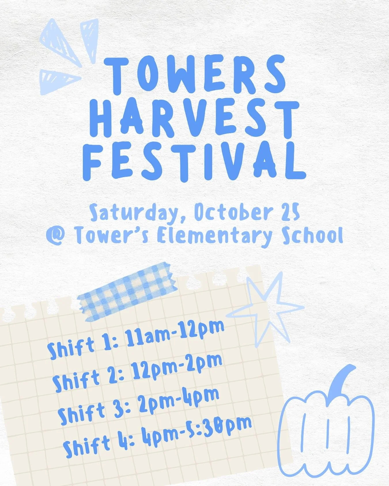 HEY CSF!!! we need volunteers THIS SATURDAY to help at the Towers Harvest Festival! sign up for this event and find more info about it on the csf website!