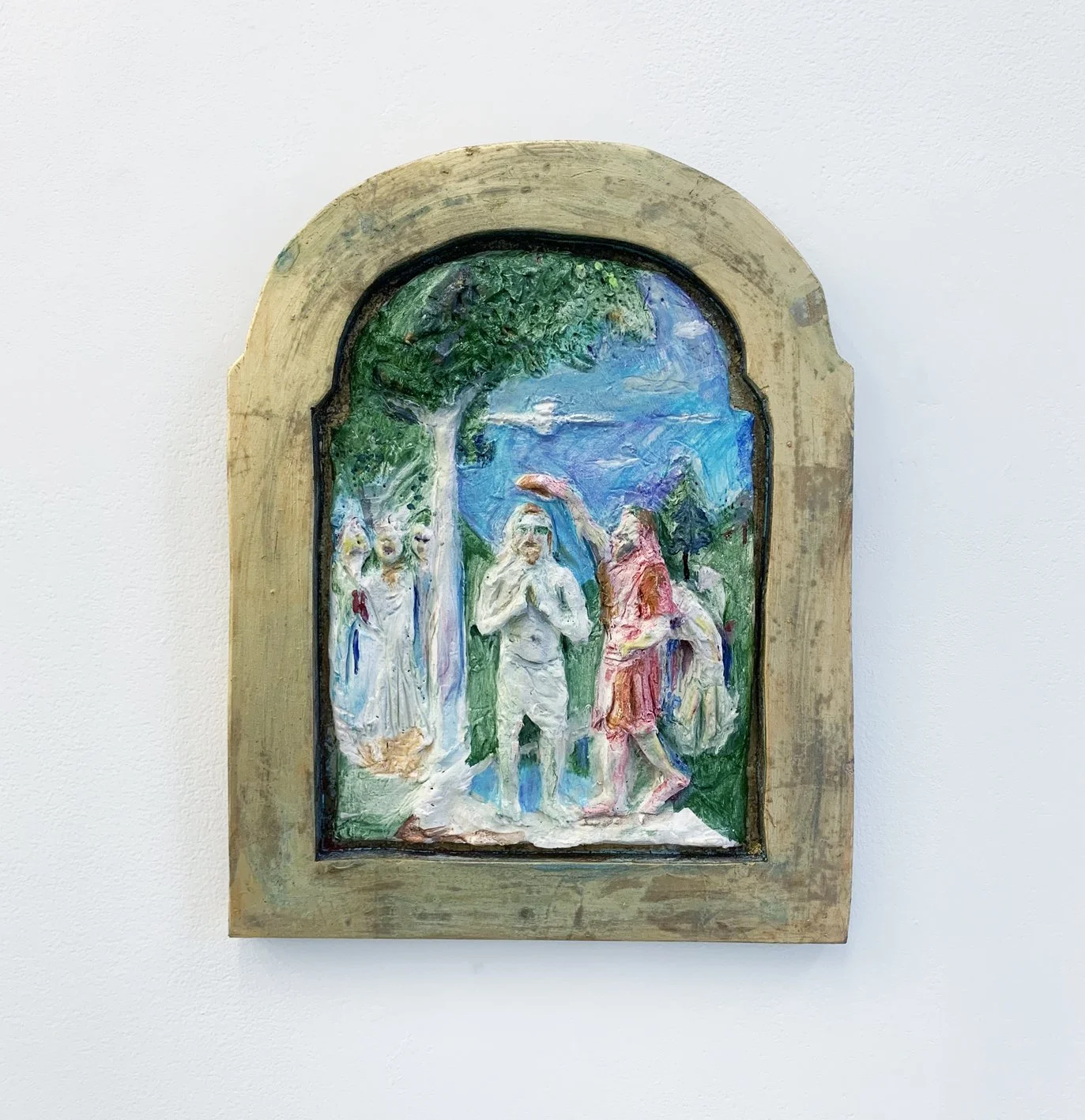 Ellie Young, After Della Francesca: ‘The Baptism of Christ’ or Weird Spa Day