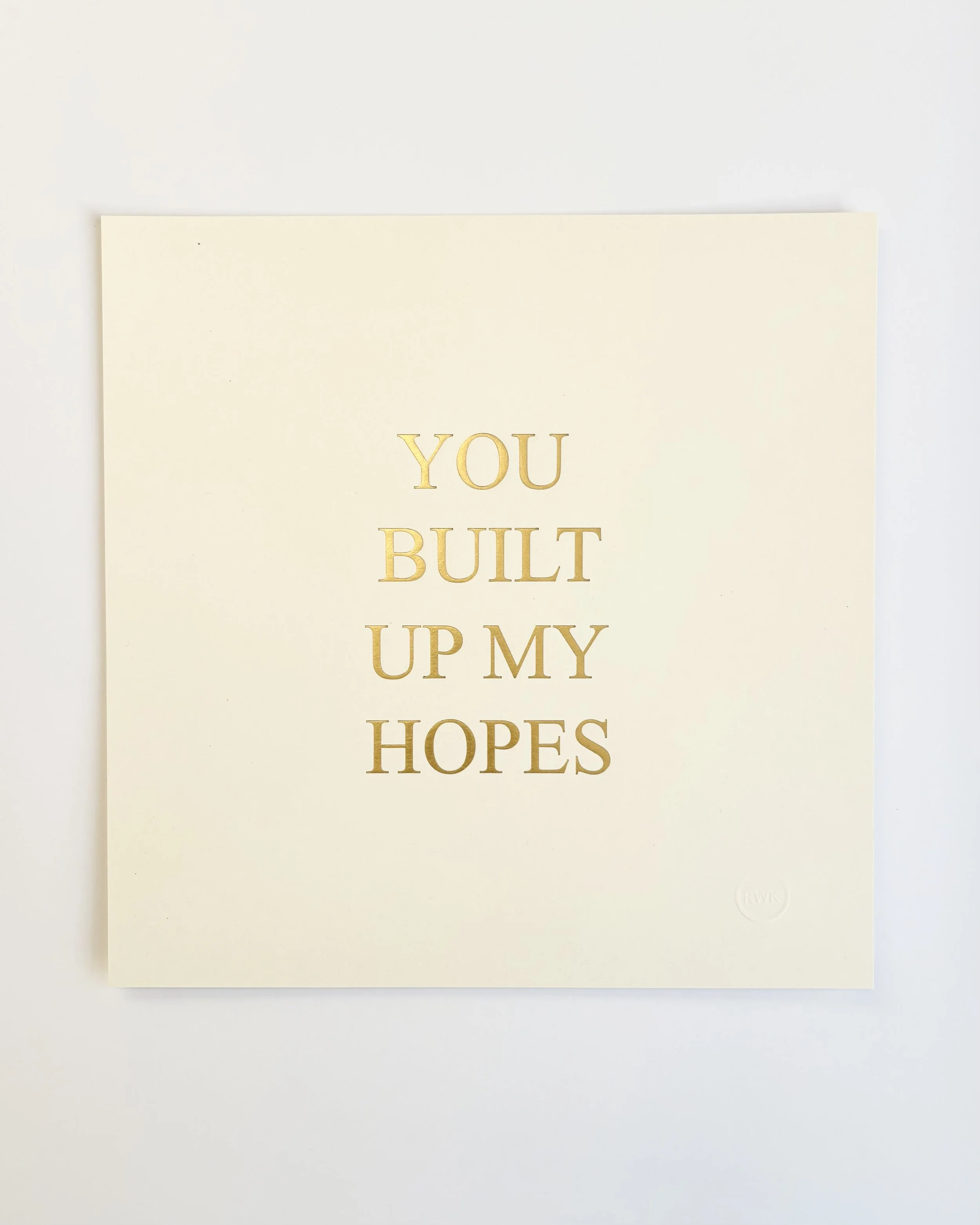 Rebecca Wyn Kelly, YOU BUILT UP MY HOPES