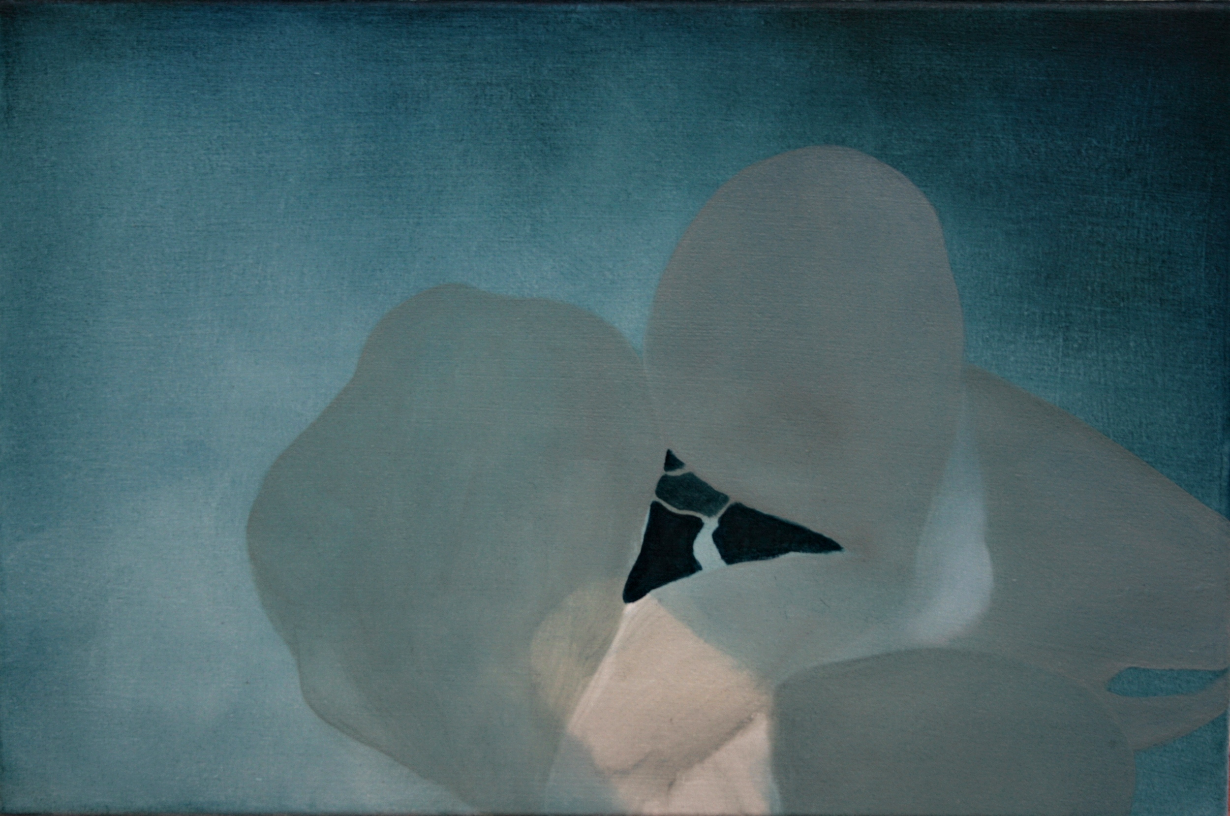 She Balanced A Tray Of Tea And Biscuits , oil on canvas, 450x300mm, 2009