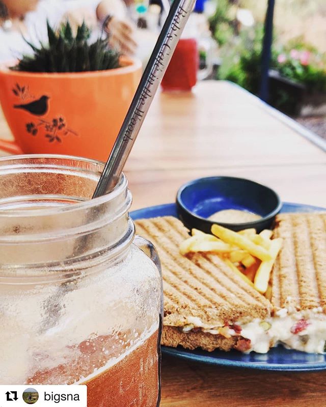 #Repost @bigsna with @get_repost
・・・
When in Sattal... Bab's Cafe in the Woods... Not to be missed! #yumstuff #bhcsandwich #icedteas #beautifulambience #conversations #doggos 👌👌🥪🍎 @naveens_glen
