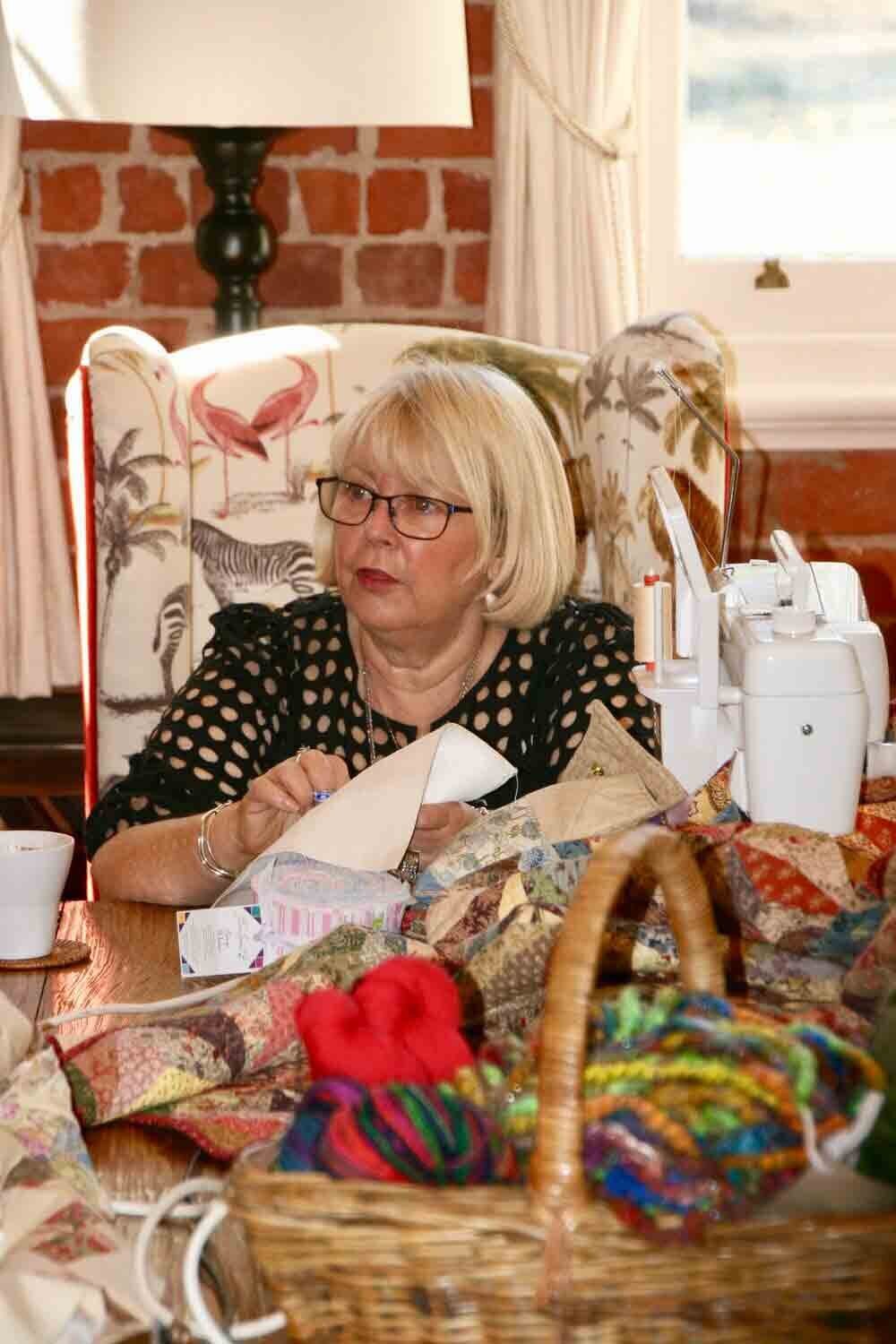 Hand sewing at The Eaglehawk Quilting Retreat