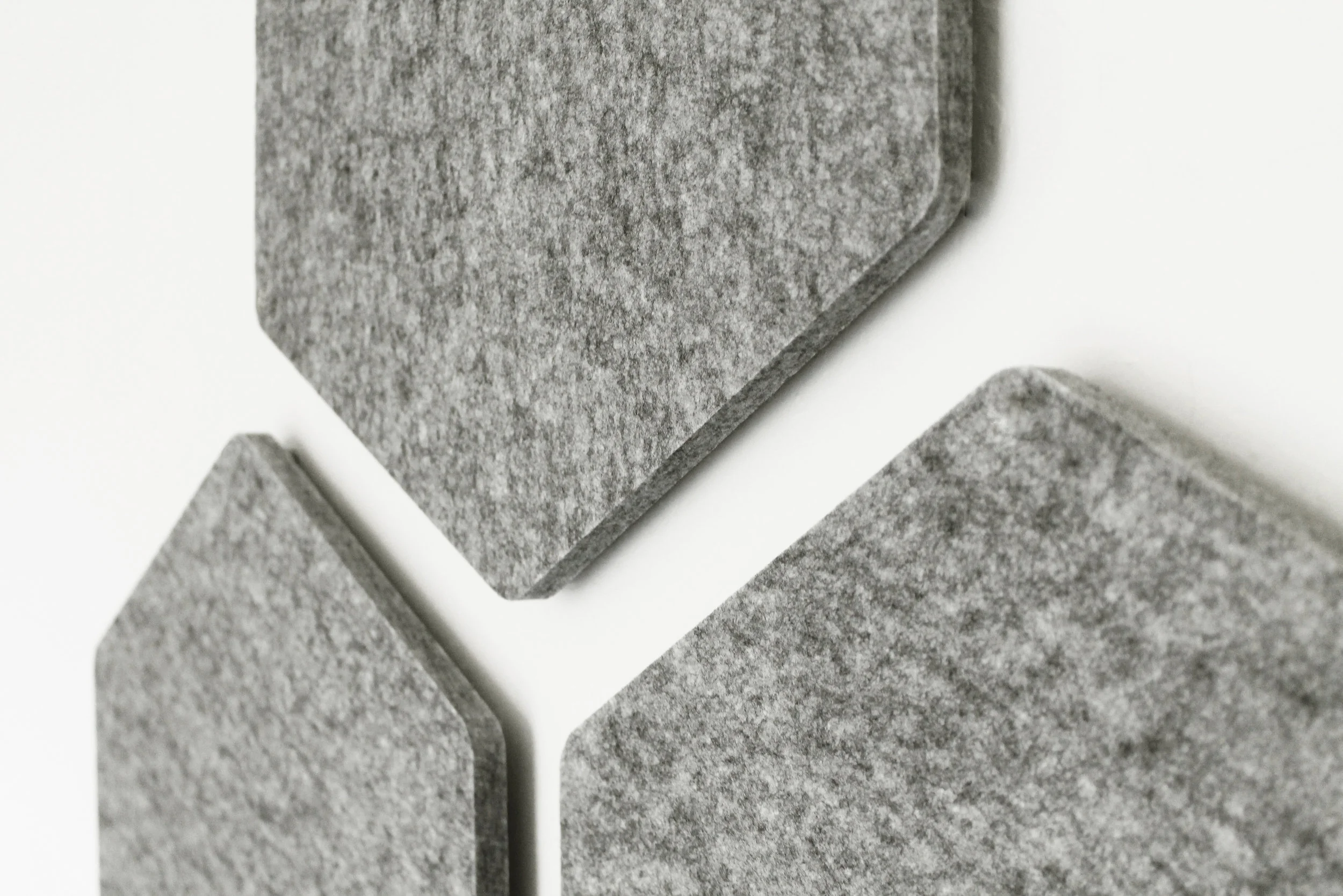 HEXIE-DESIGNER Sound Absorbing Hexagonal ACOUSTIC WALL PANELS. Melange Grey, Feature wall, Sound Reducing, Living Room, Dining Room, Home Office, Sound Studio, ADHESIVE Fixing Incl. SOLD IN SETS of 3