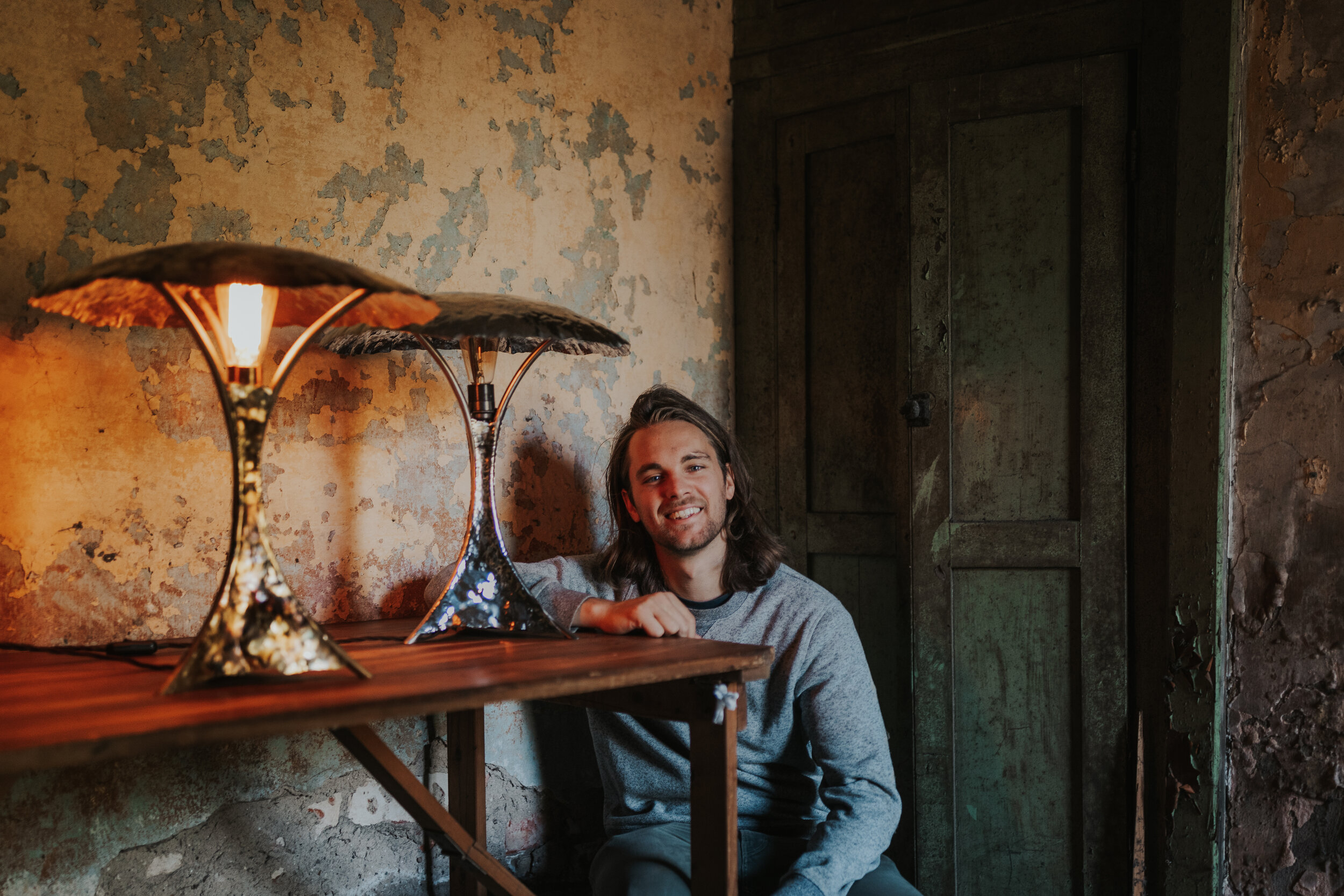 Ollie holman with Shroom Table Lamps. 