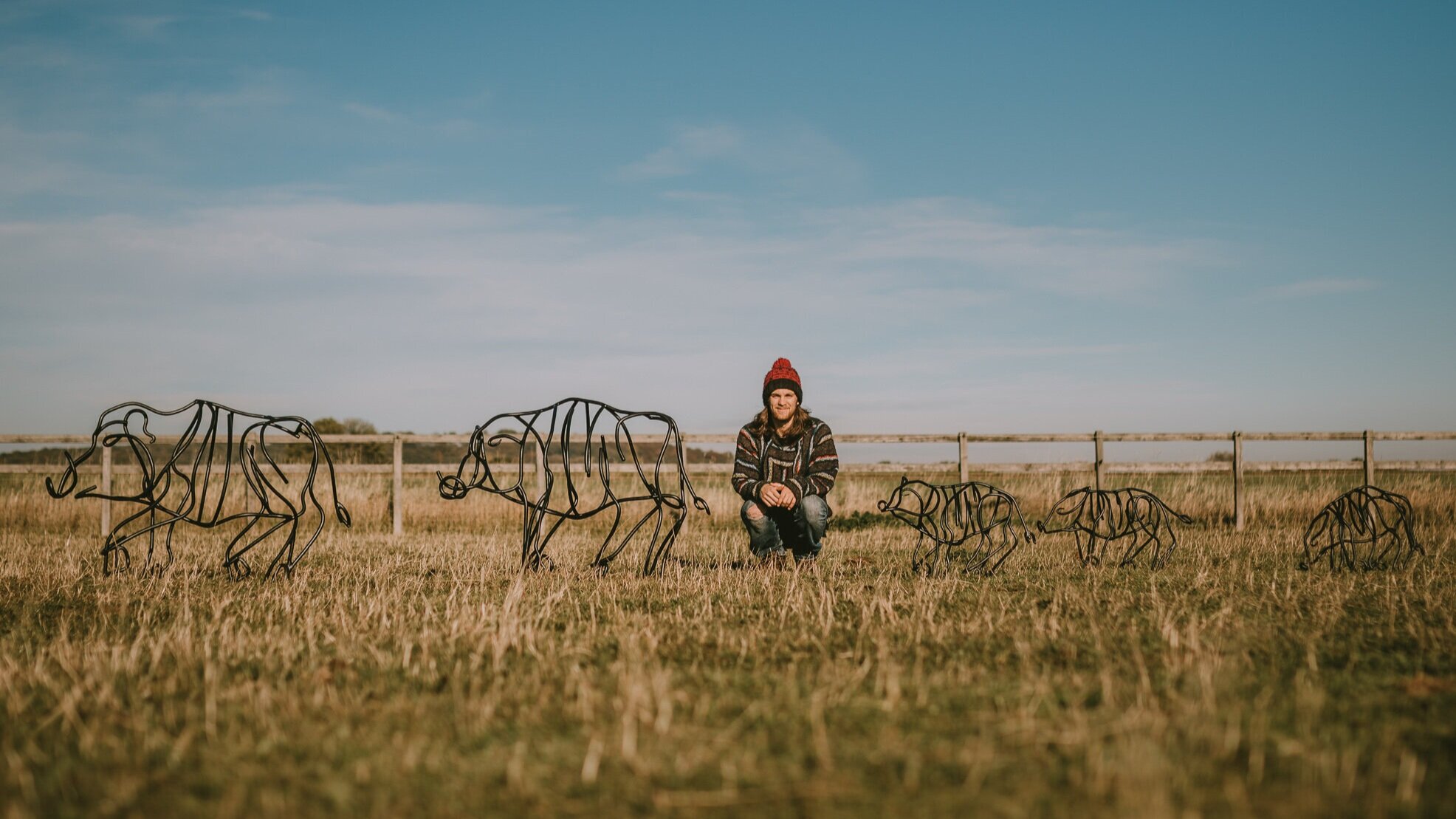 Wild boar Sculptures, Steel round bar