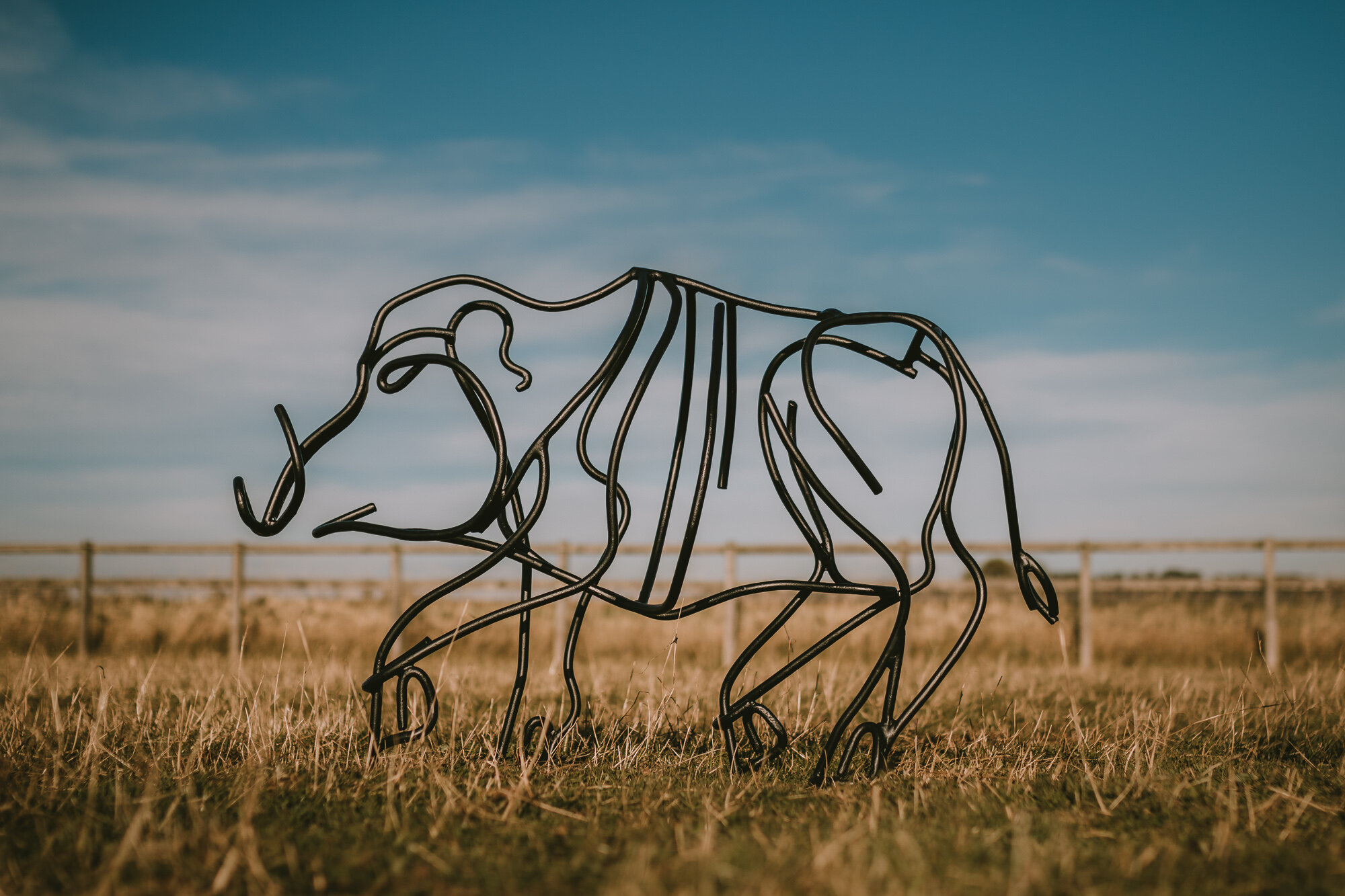 Metal Wild boar sculpture
