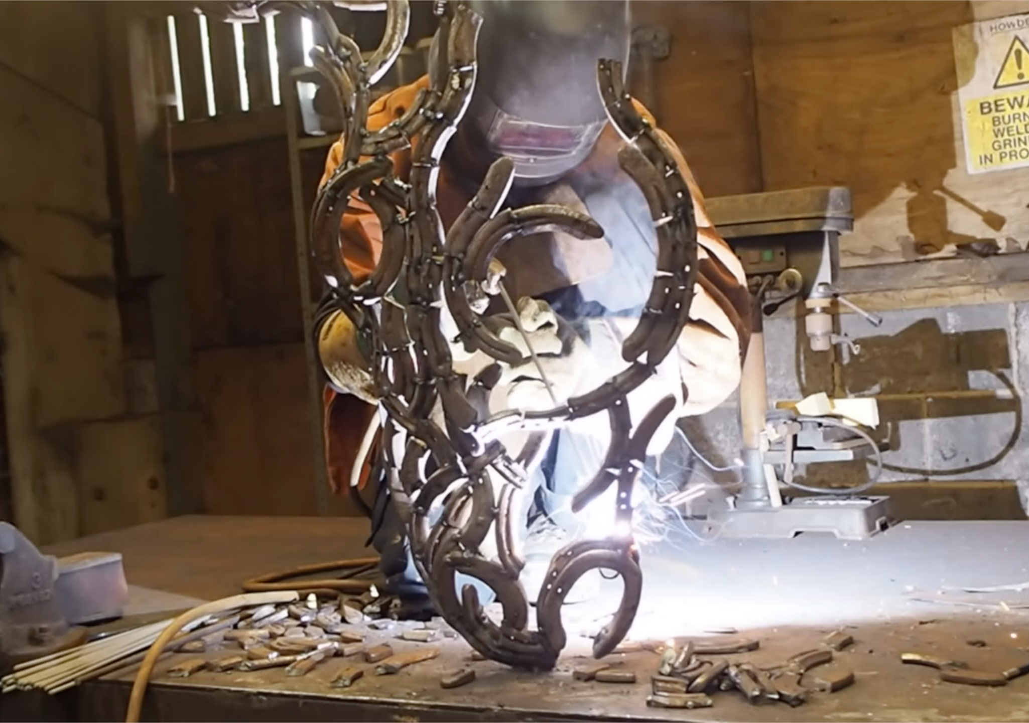 Welding a Horseshoe horse  Sculpture