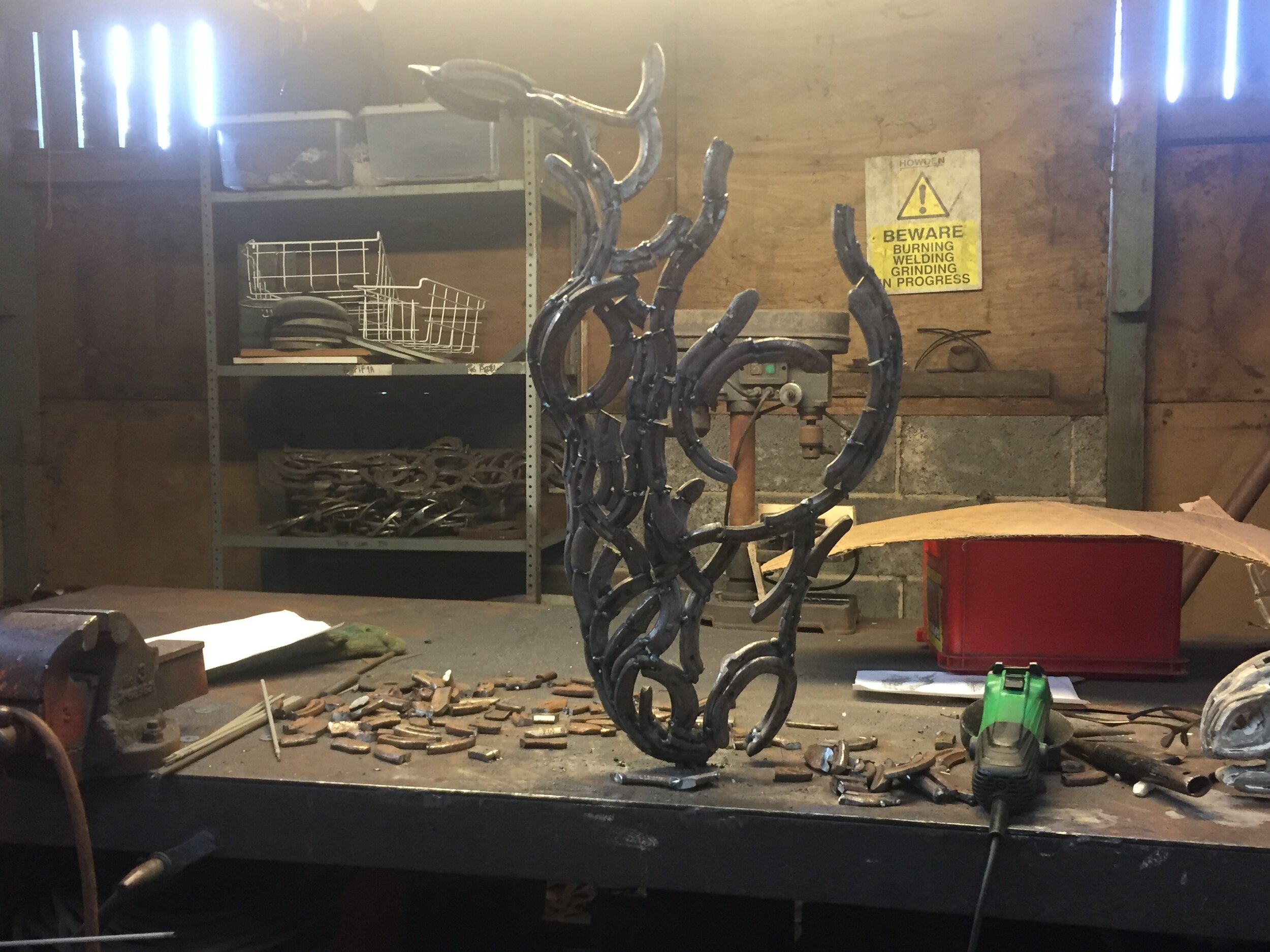 Half Metal Horse head Sculpture complete.