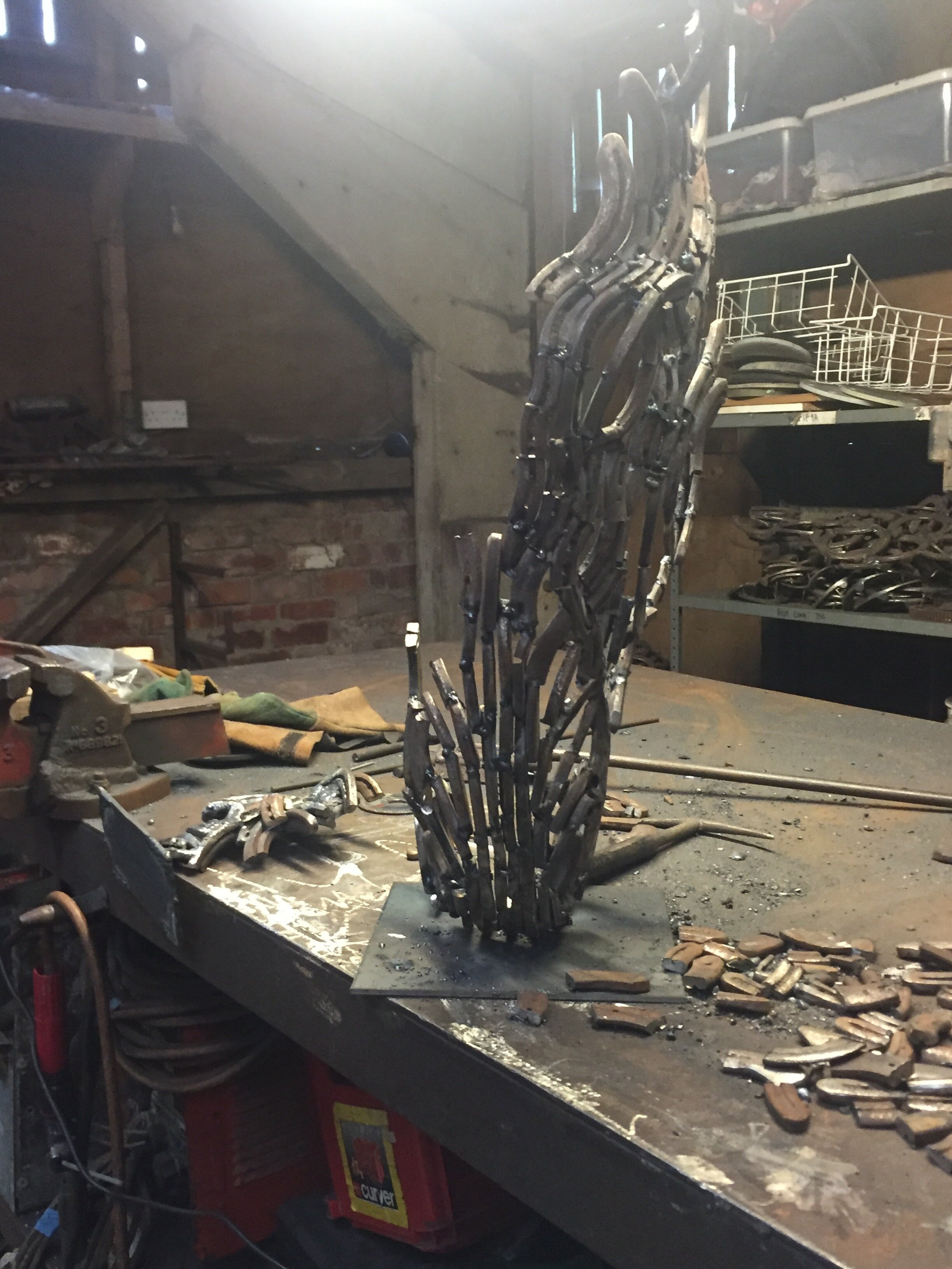 Working Progress Metal Horse sculpture