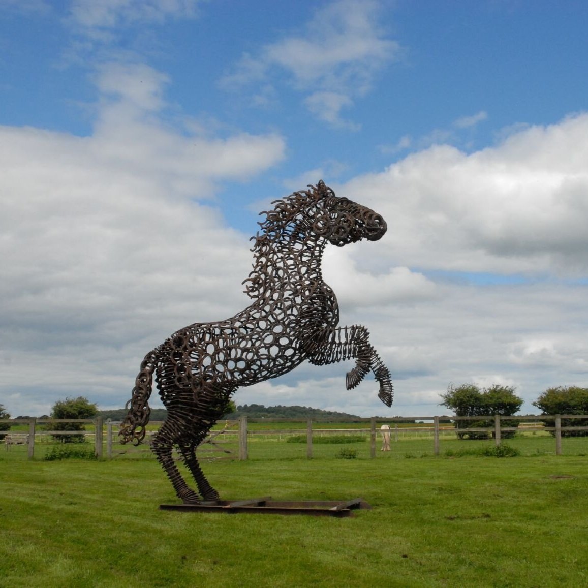 Rearing Horseshoe Horse Sculpture. 
