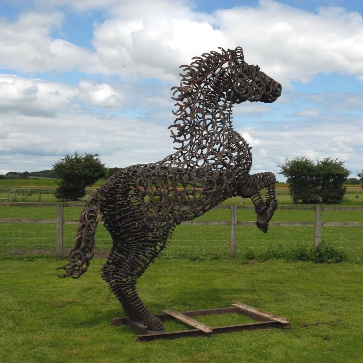 Rearing horseshoe horse Sculpture