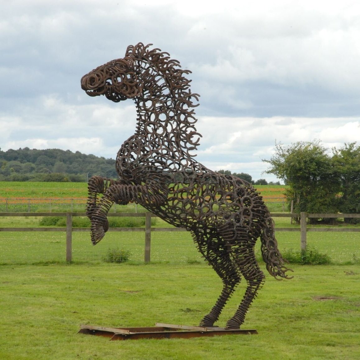 Rearing Horse Sculpture, made from horseshoes