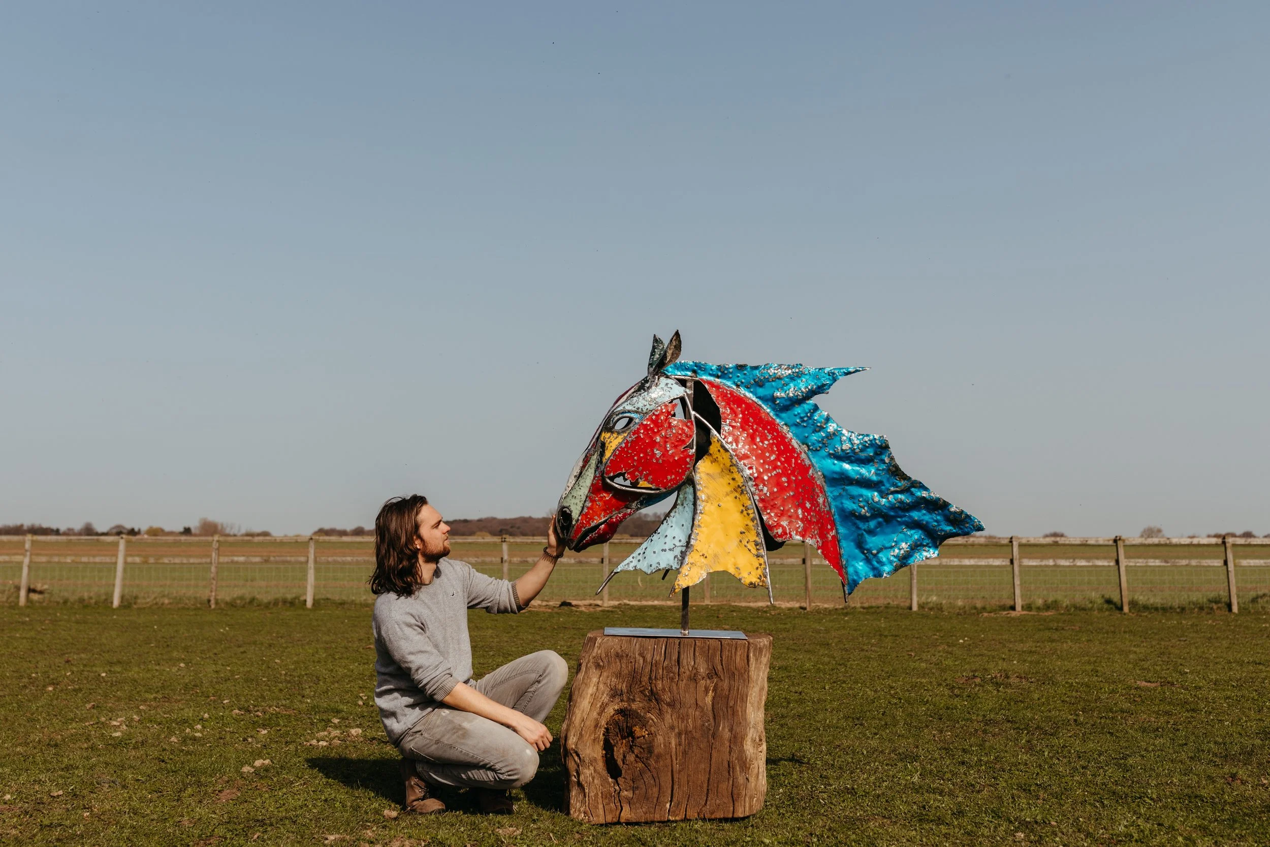 colourful metal horse sculpture