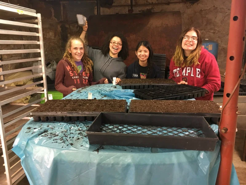 Spring crew seeding.