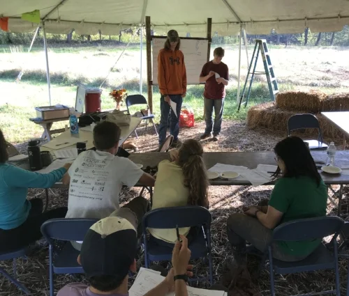 Two interns presenting their recommendations on our ventures for the future of LEAF.