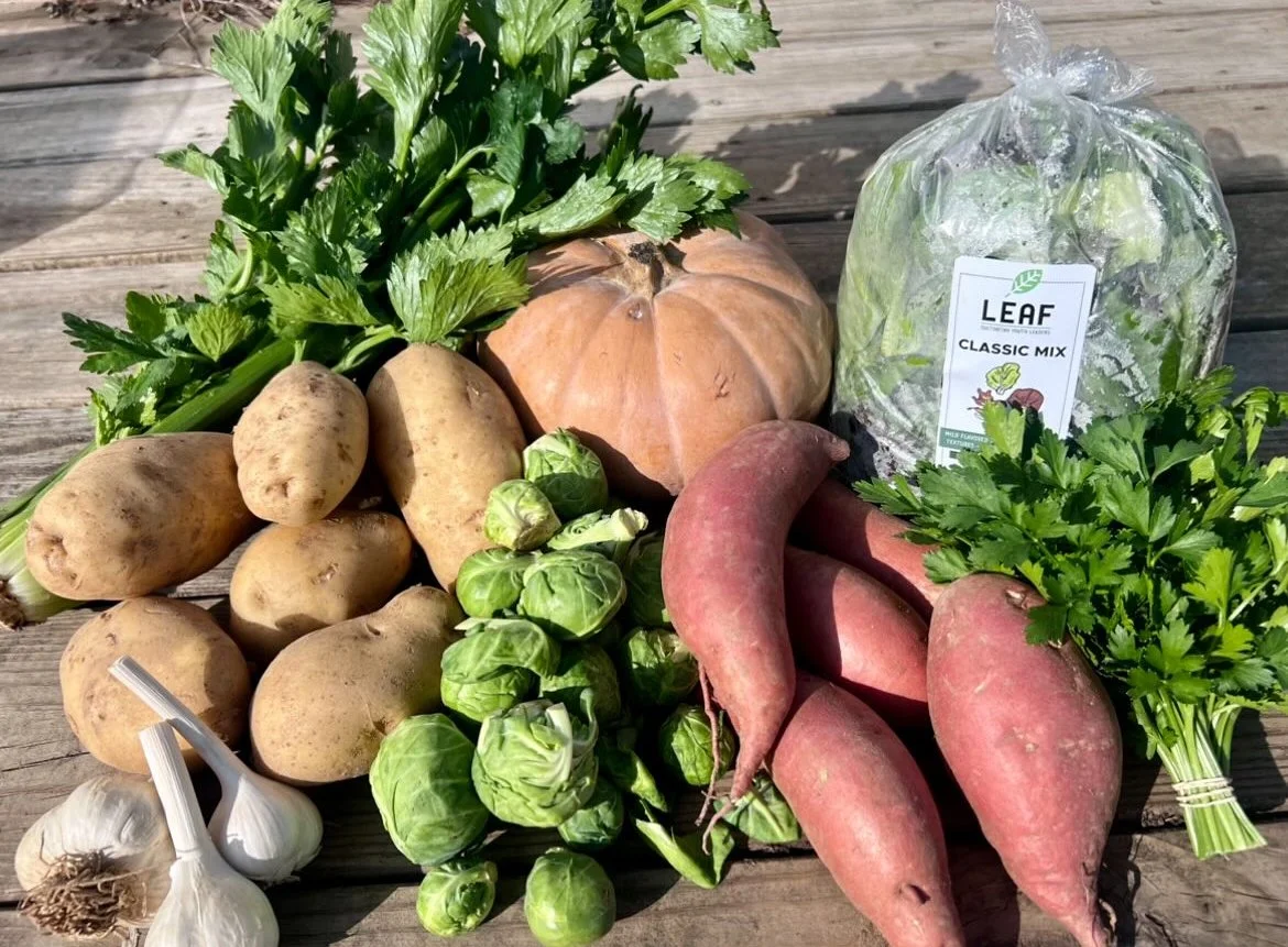 Thanksgiving&rsquo;s coming fast - and we&rsquo;ve got your local feast covered (minus the 🦃, we're a produce farm y'all)!

Introducing the LEAF Farmsgiving Box:
✅ Totally customizable box (so you can get exactly what you need) 
✅ Easy pickup (Nov 2