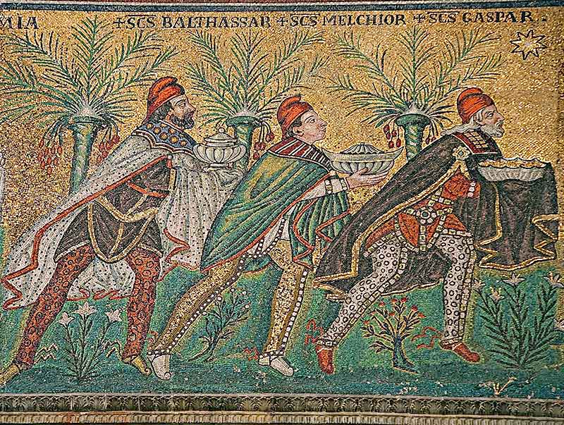 The Three Magi, Byzantine mosaic c. 565, Basilica of Sant'Apollinare Nuovo, Ravenna, Italy