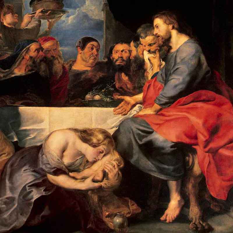 Detail of Peter Paul Rubens' "Mary Anointing Jesus' Feet" (1618)