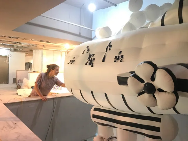 Nicole and airship.JPG