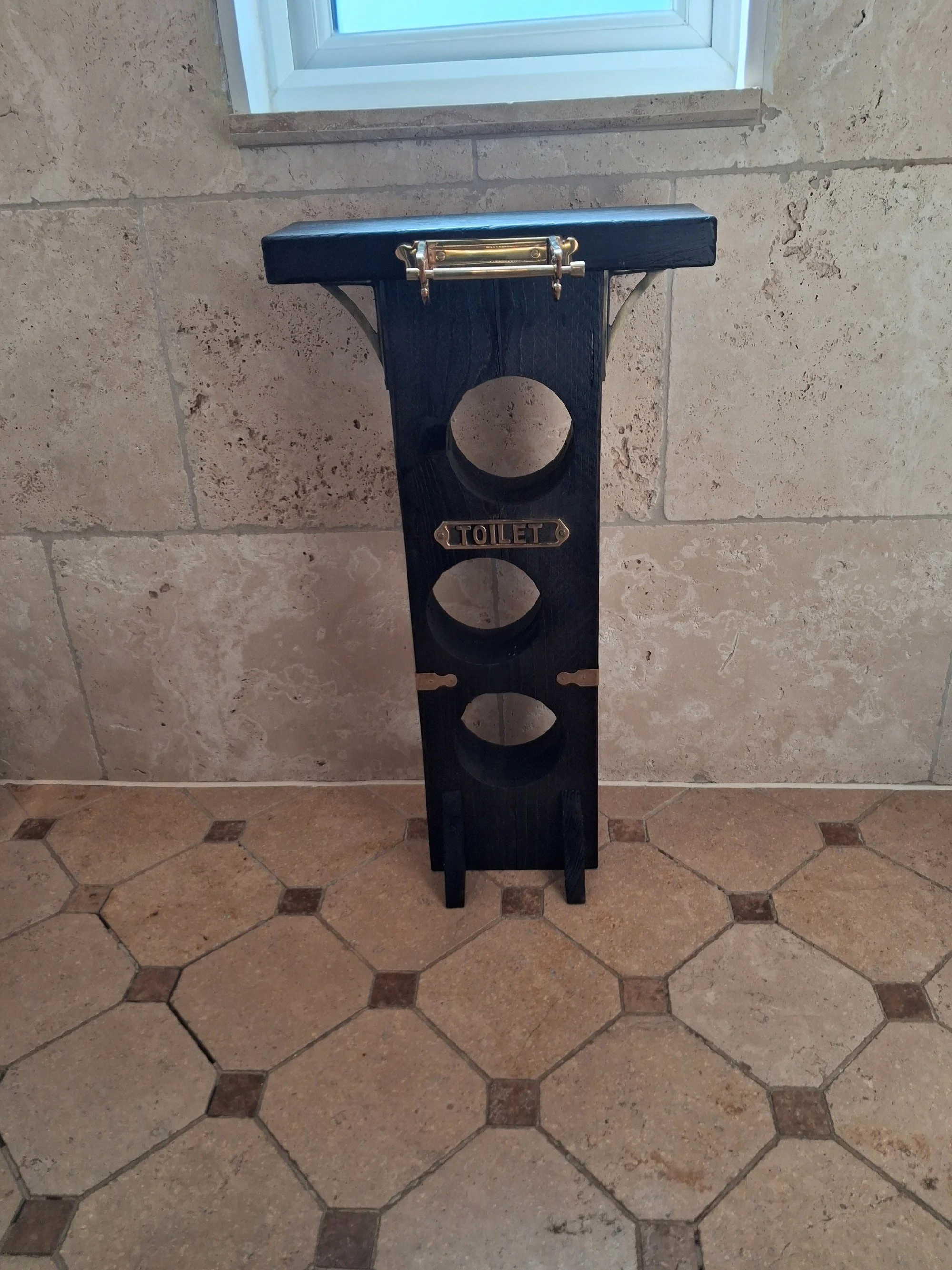  Toilet roll holder with Brass fittings and top shelf 