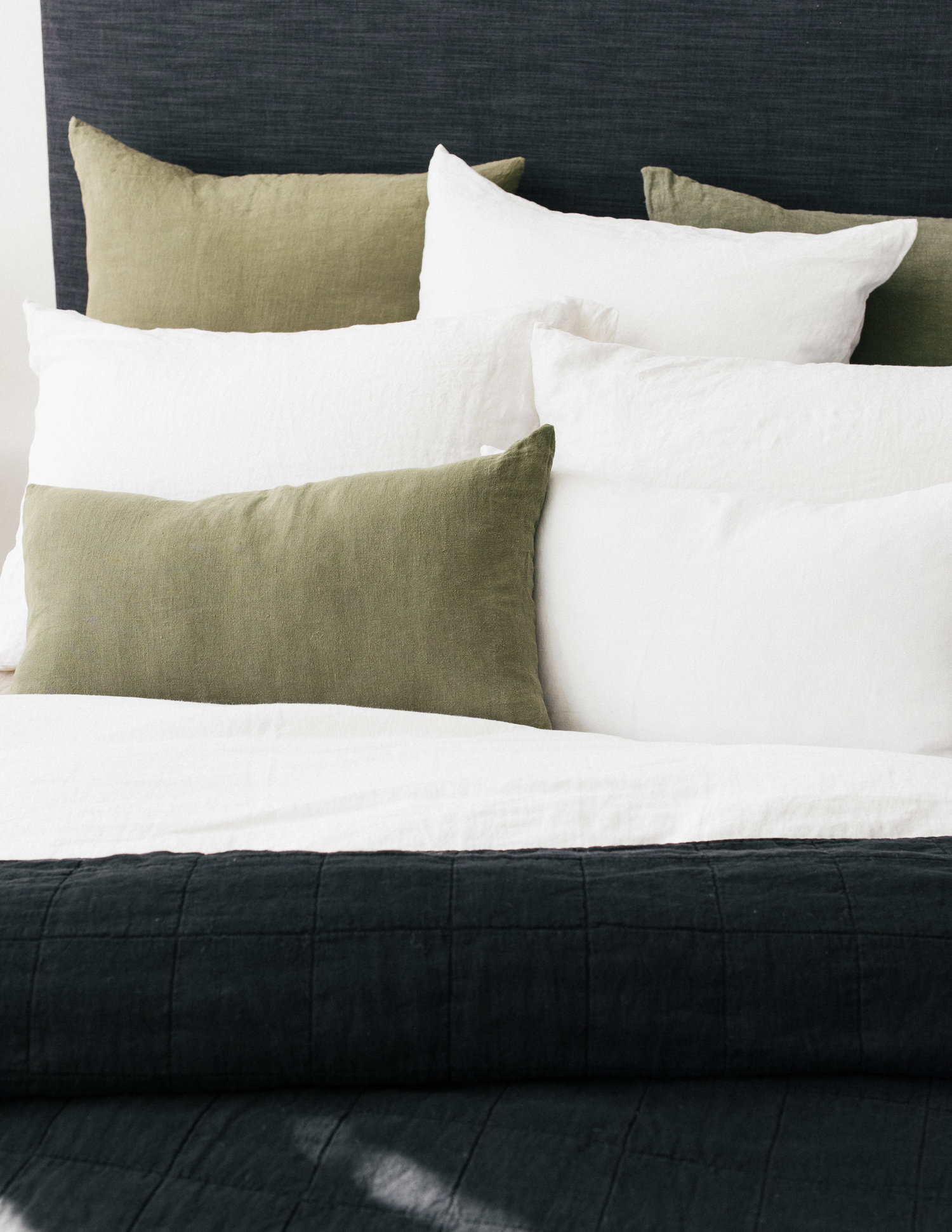 Olive Linen Lumbar Pillow Set Of 2 Sunday Shop