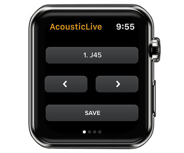 LR Baggs AcousticLive App on Apple Watch Scroll Presets