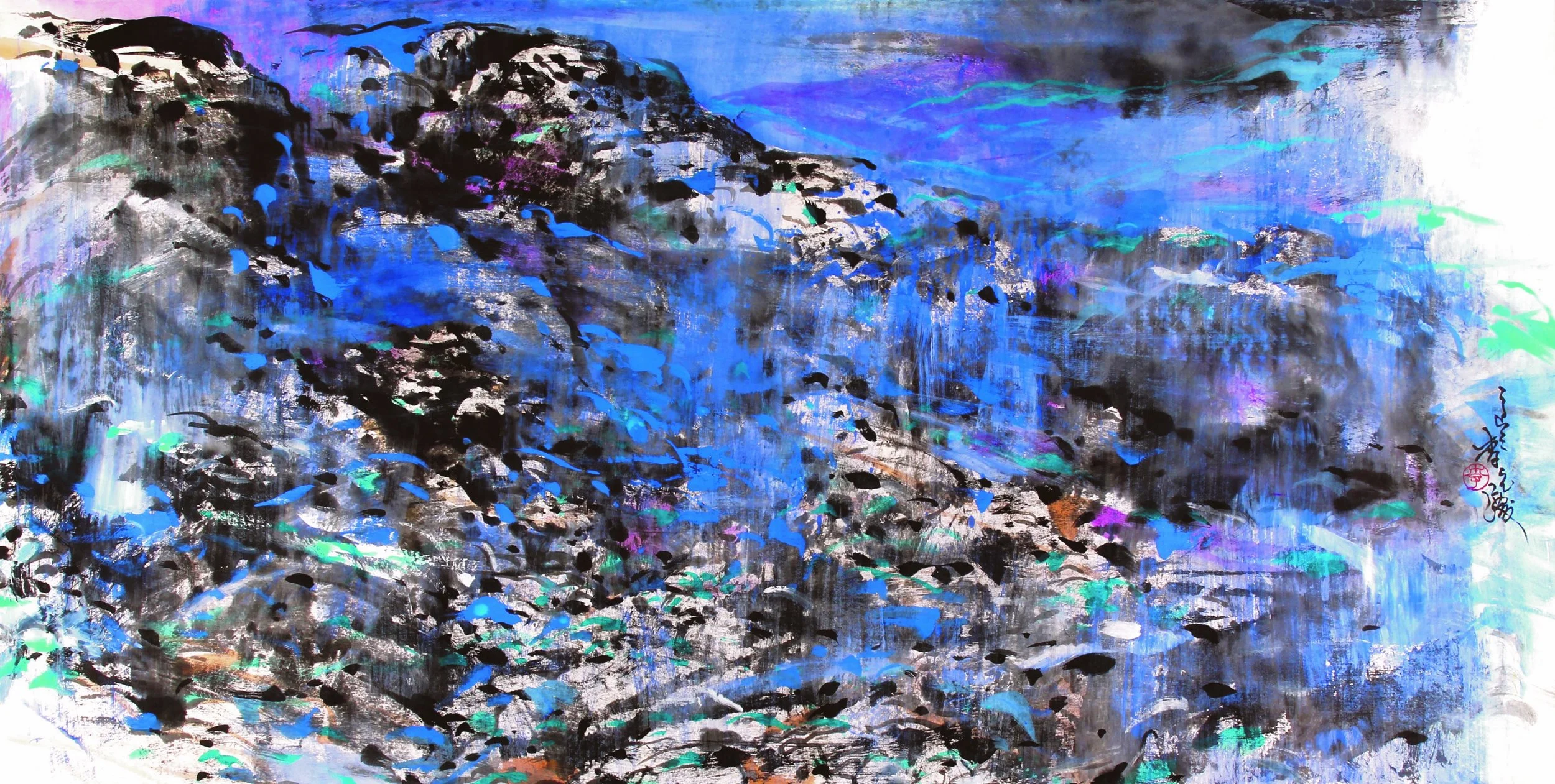 Mountain dipped in Blue