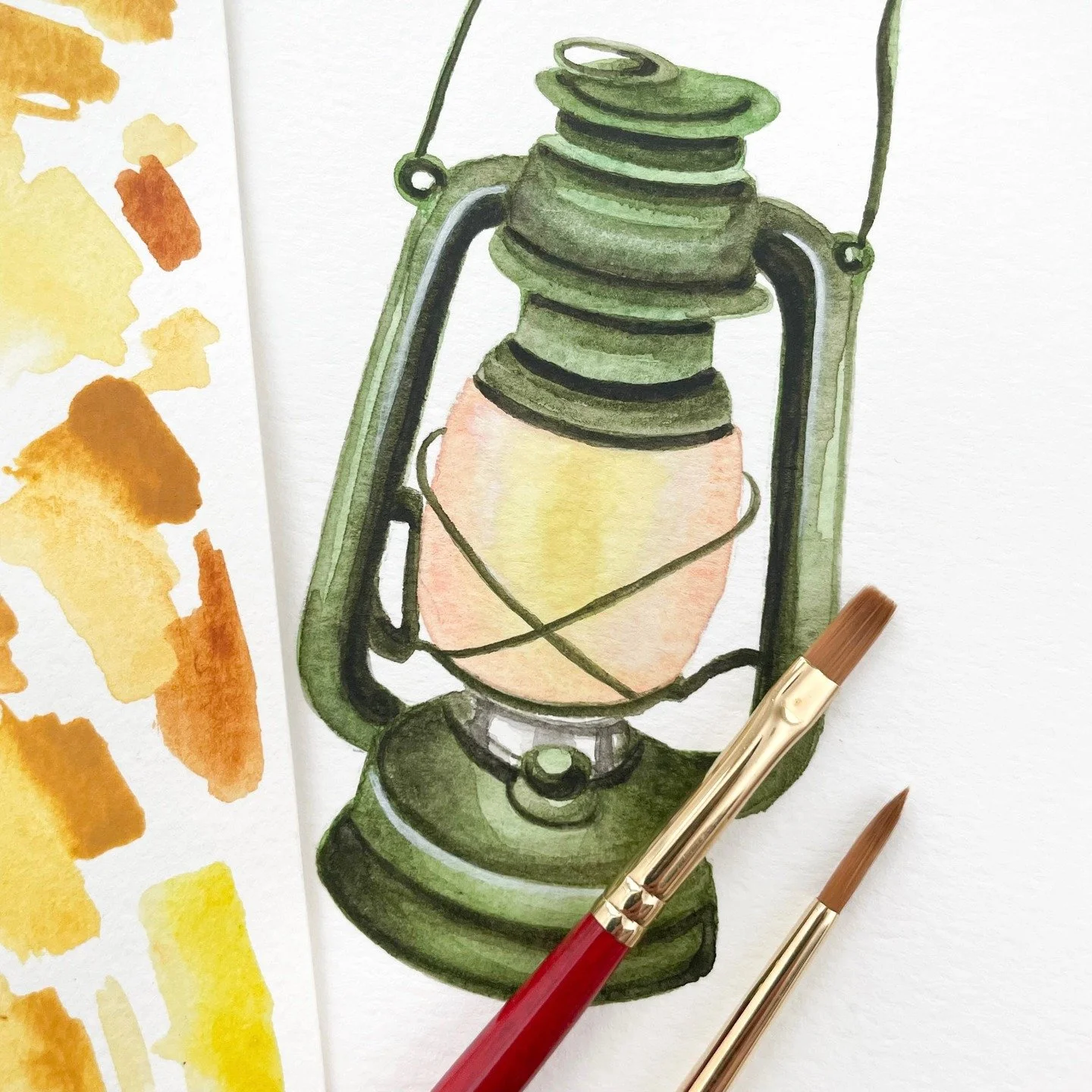 With a few more details, this watercolor camping lantern will be ready to illuminate warm summer nights ahead 🏕️