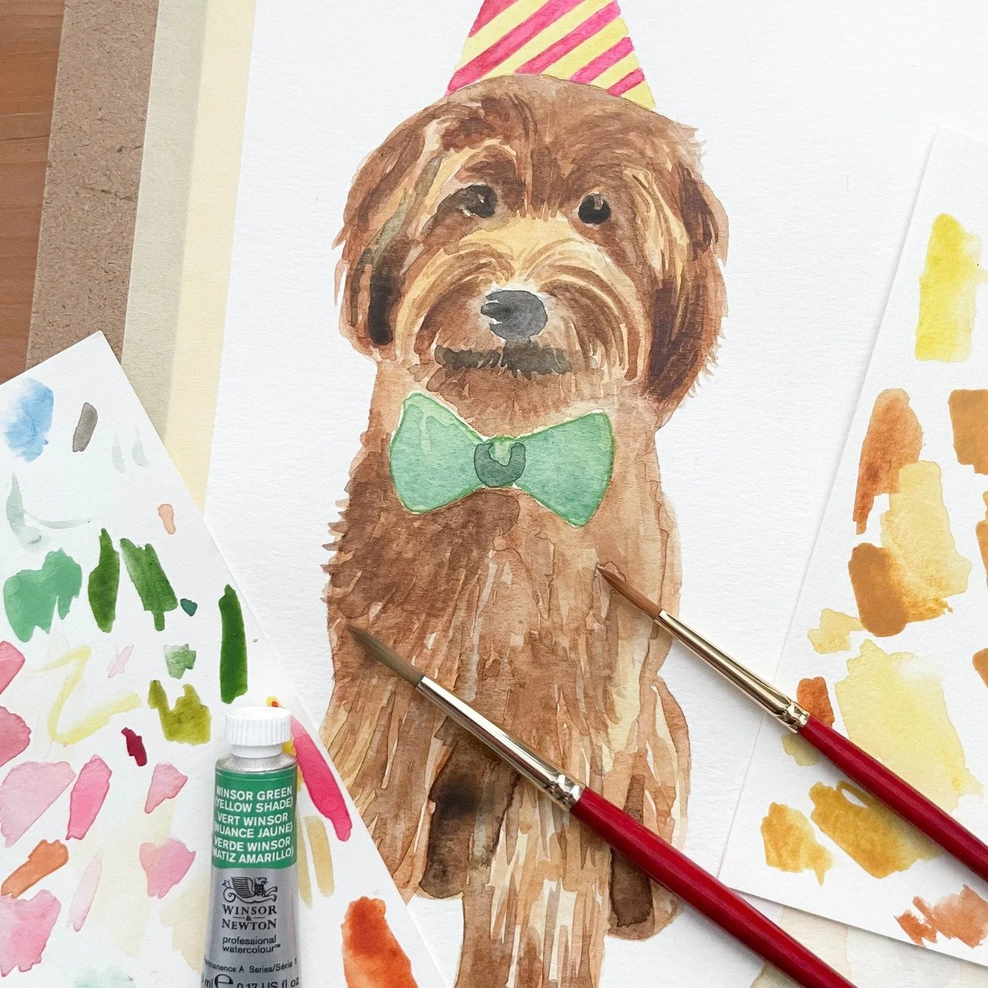 Another watercolor party pup underway for some cute new products! 🥳🐕