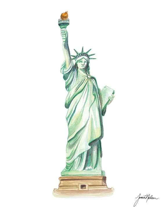 Janice Nelson 8x10 Watercolor Statue of Liberty Art Print