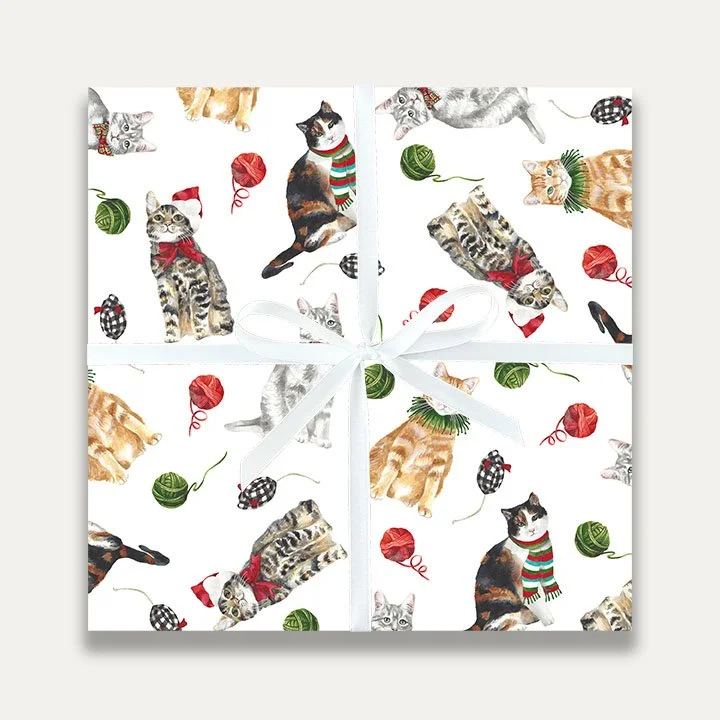 anice Nelson Designs Christmas Cats Gift Wrap Holiday Wrapping Paper Cute Holiday Cats