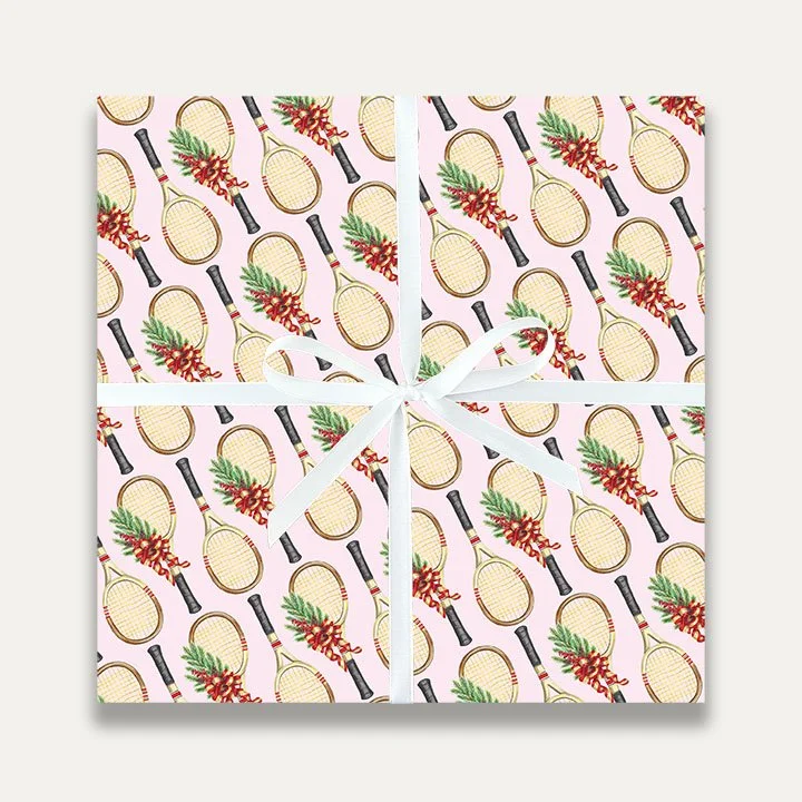 Janice Nelson Designs Tennis Christmas Gift Wrap Tennis Holiday Wrapping Paper