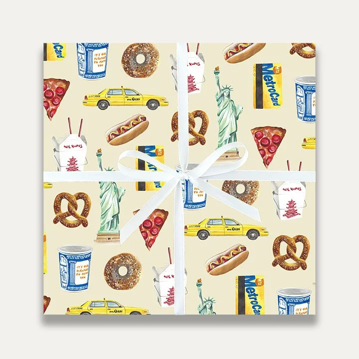 Janice Nelson Designs New York City Gift Wrap Holiday Wrapping Paper NYC Iconic Motifs