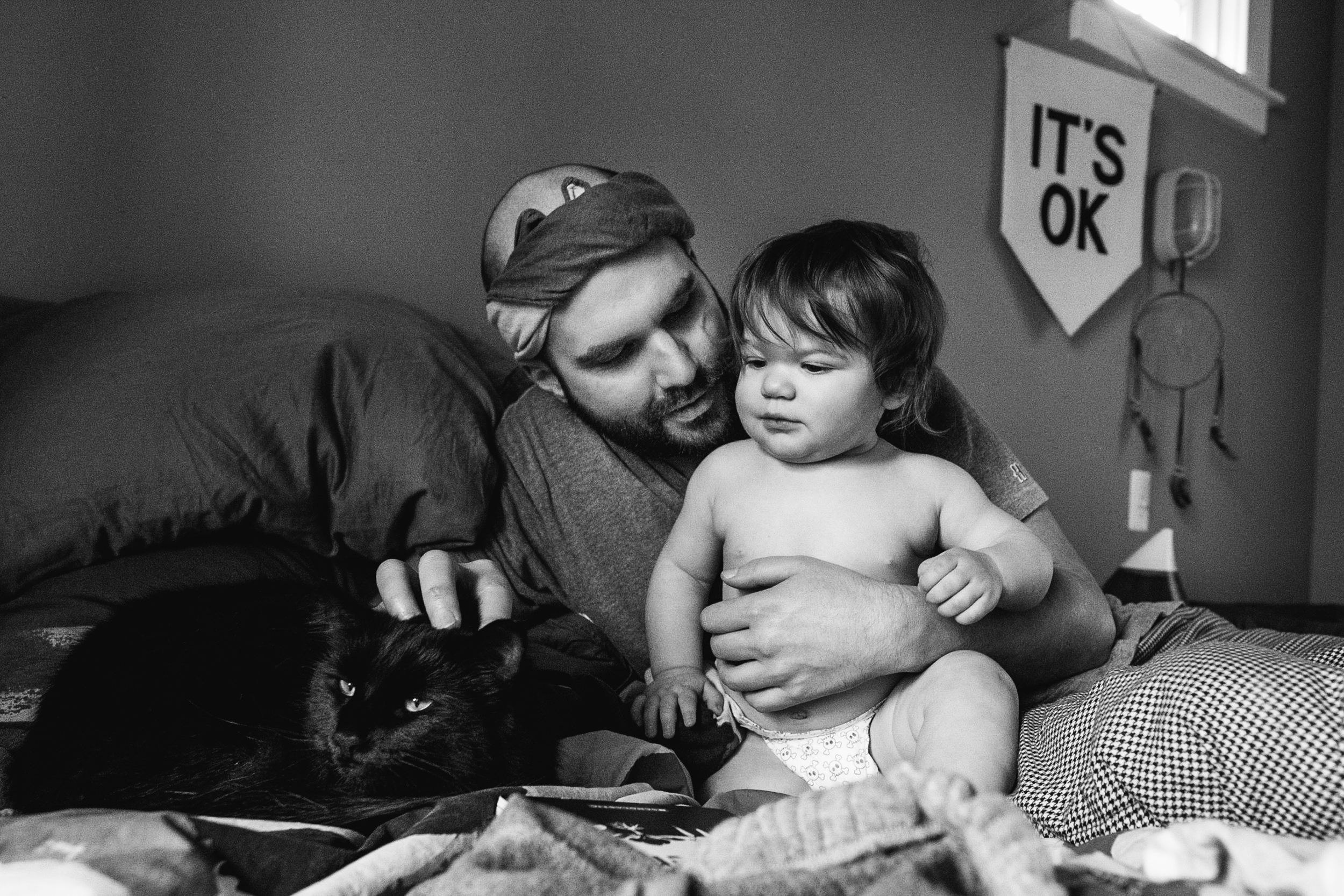 Petting the cat Tim. Royal Oak Family Photographer. Detroit Family Photographer.