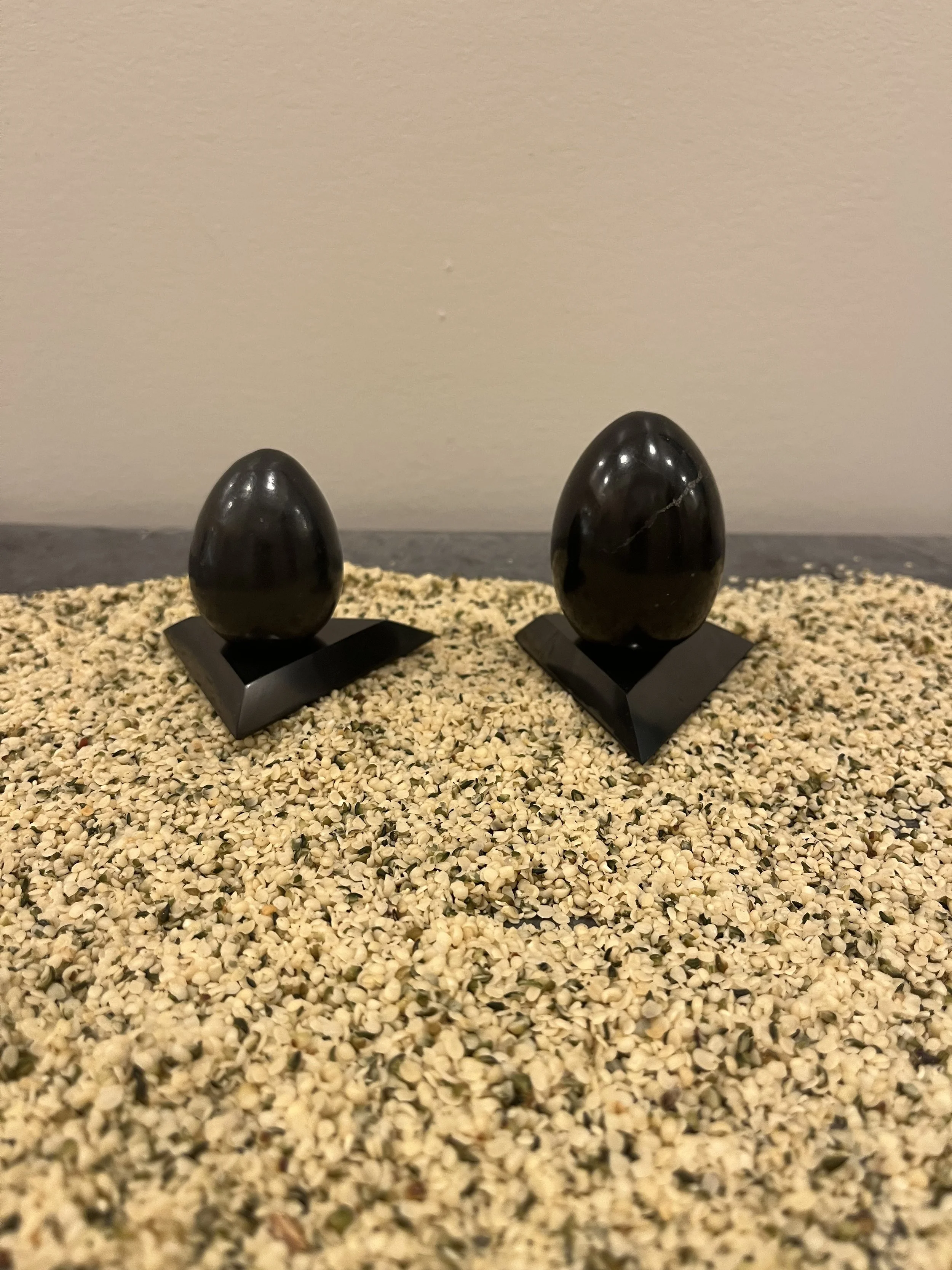 Shungite Eggs on Sand