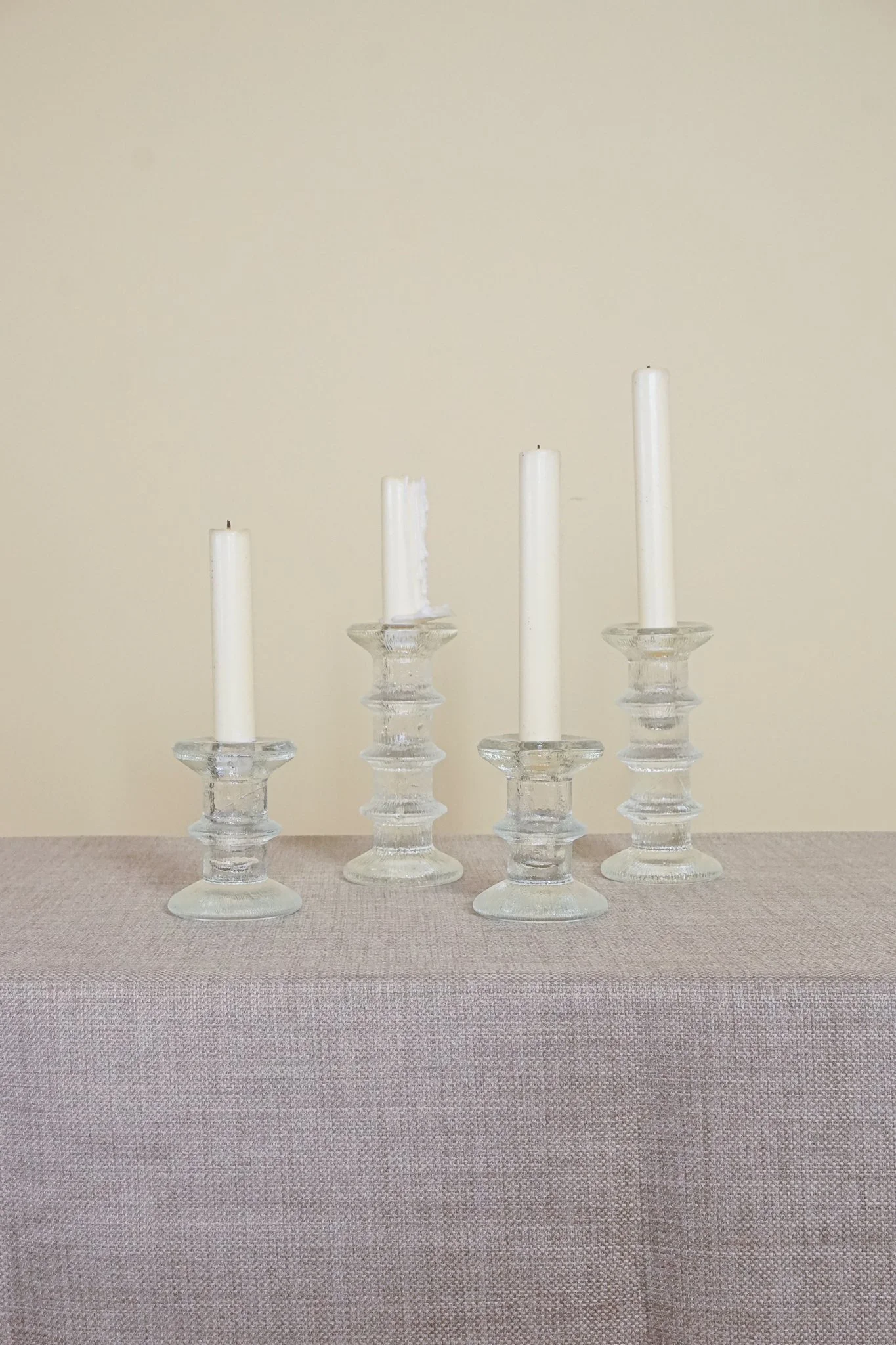 Vintage set of 4 Finnish glass candle sticks c.1960s — ROBERTS & ASTLEY