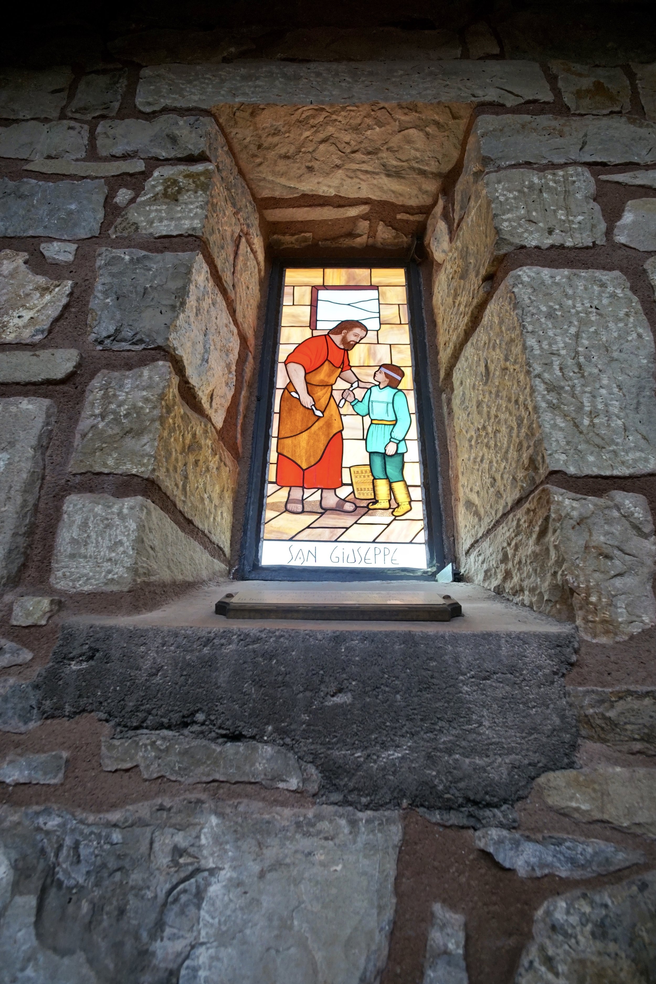 Stained-glass window in St. Joseph Apache Mission by Pete Warzel 
