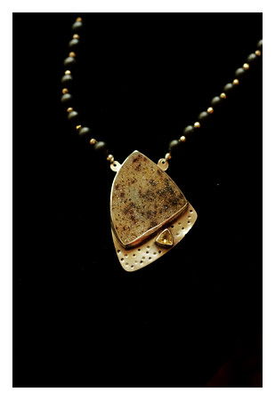 montana agate druzy, topaz and onyx necklace