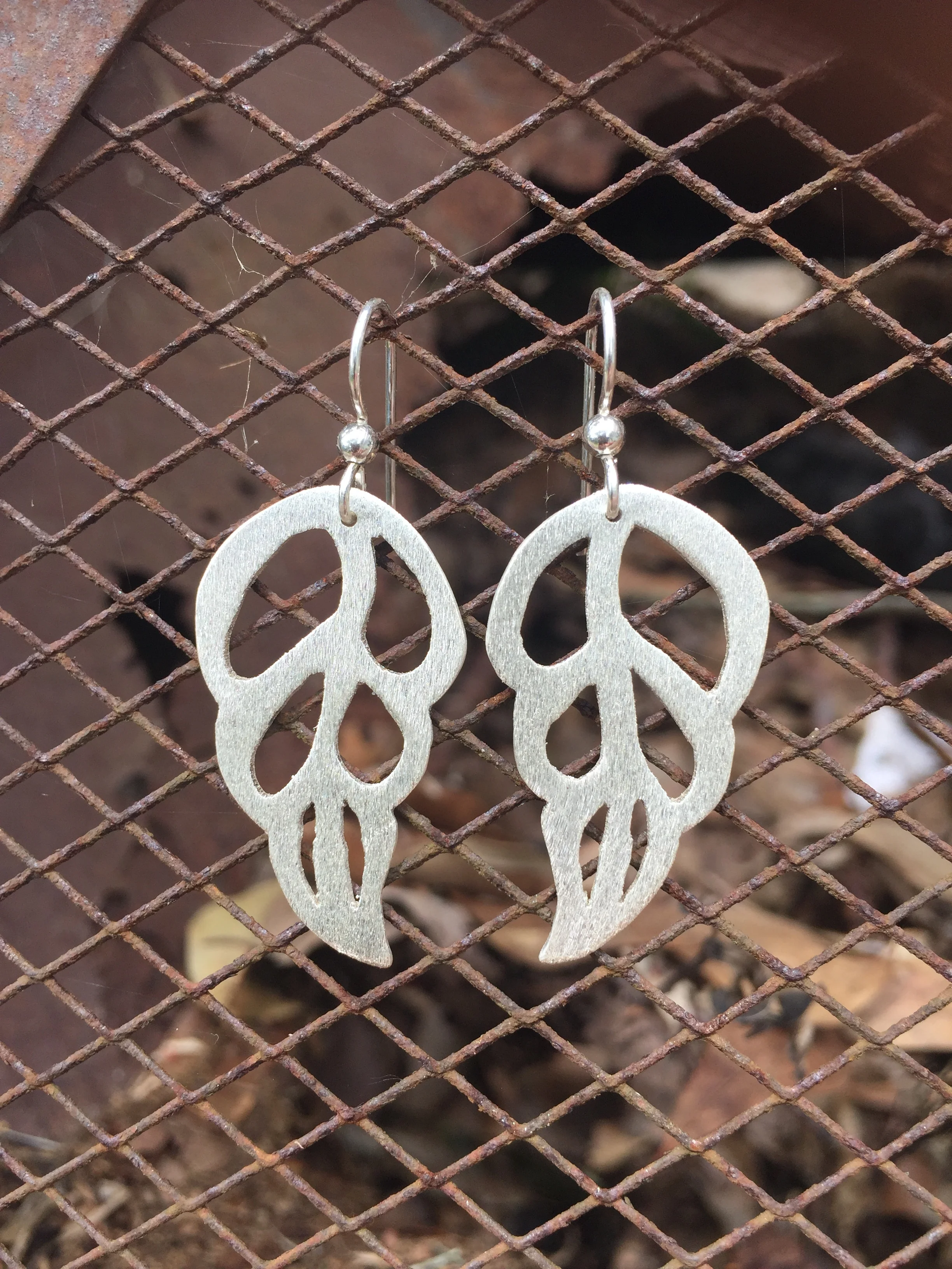 Brushed sterling leaf earrings