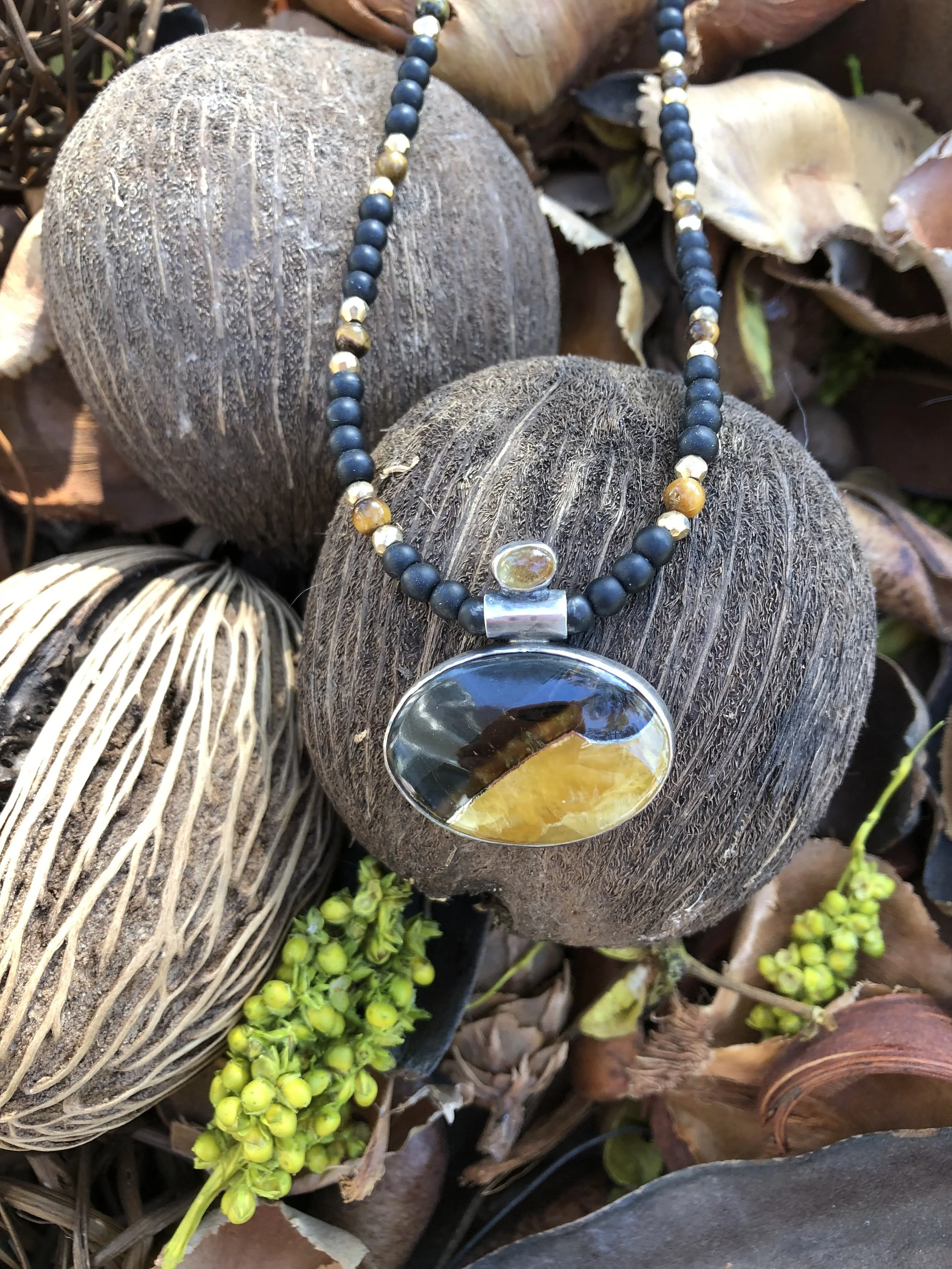 russian simbercite and tourmaline necklace