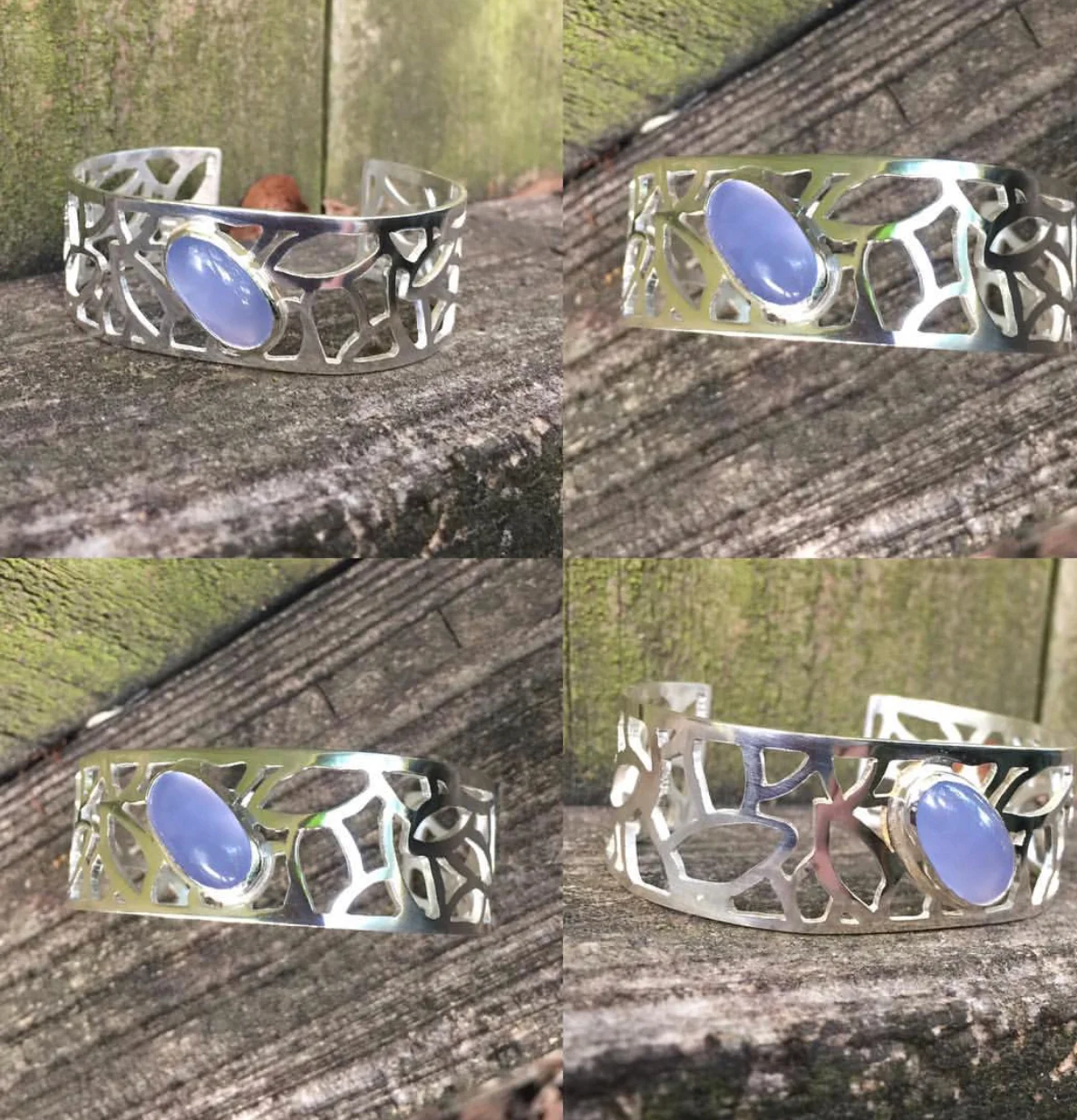 angel blue chalcedony cuff bracelet