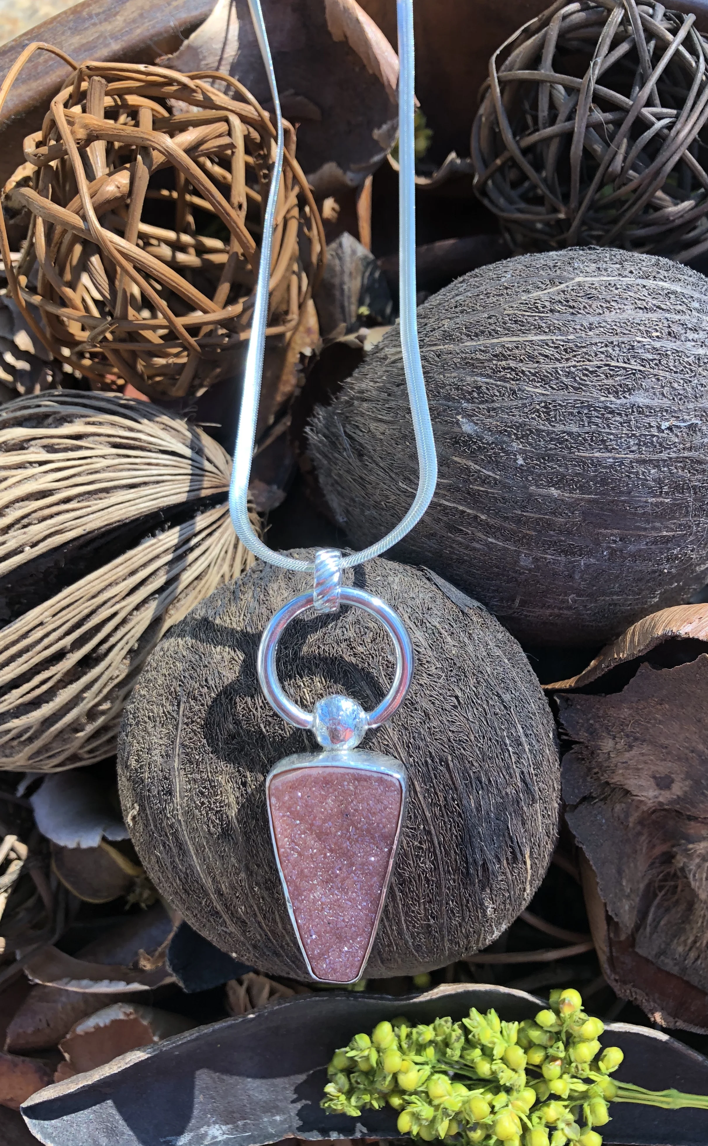 peach brazilian druzy necklace