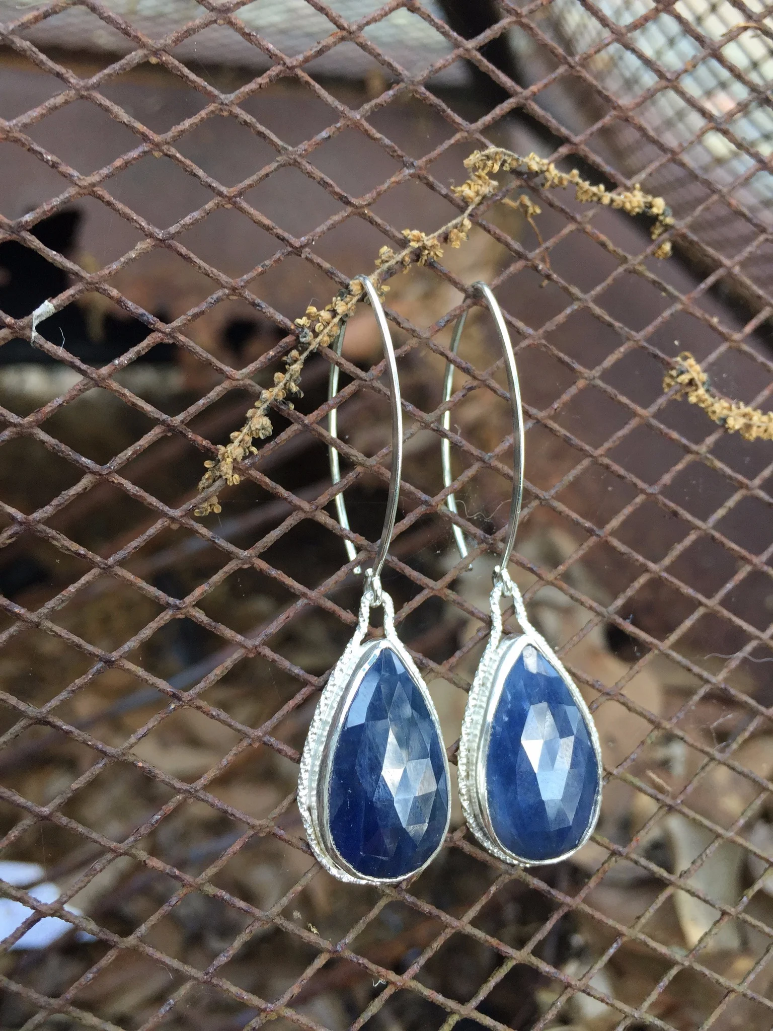 Copy of faceted sapphire earrings