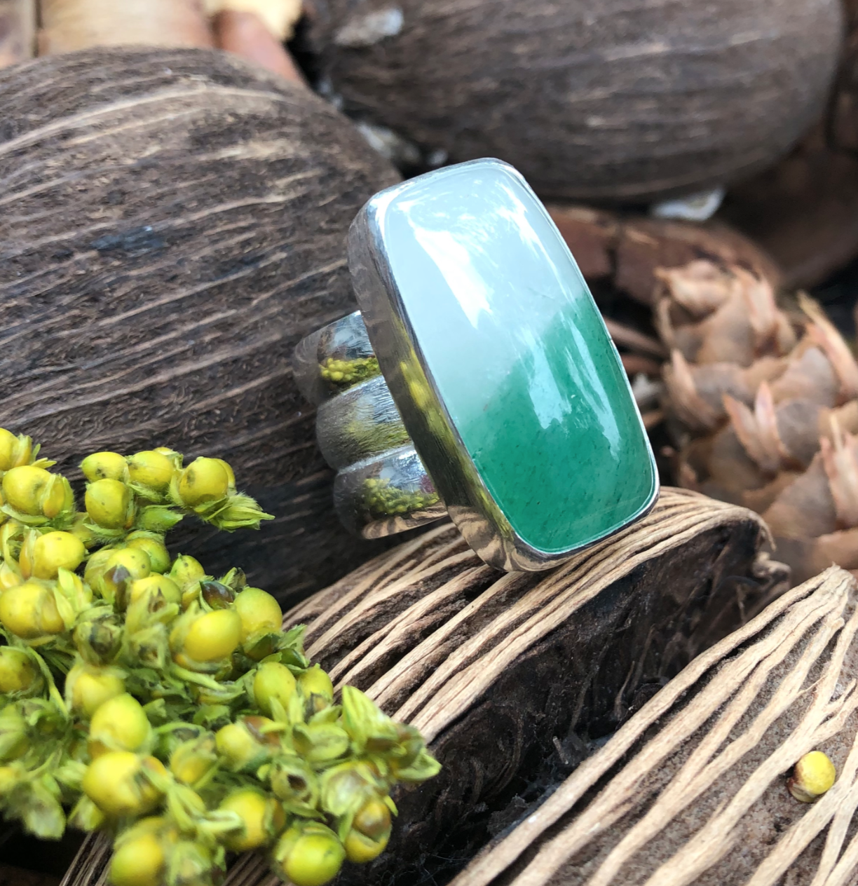 chrome tremolite sterling silver ring