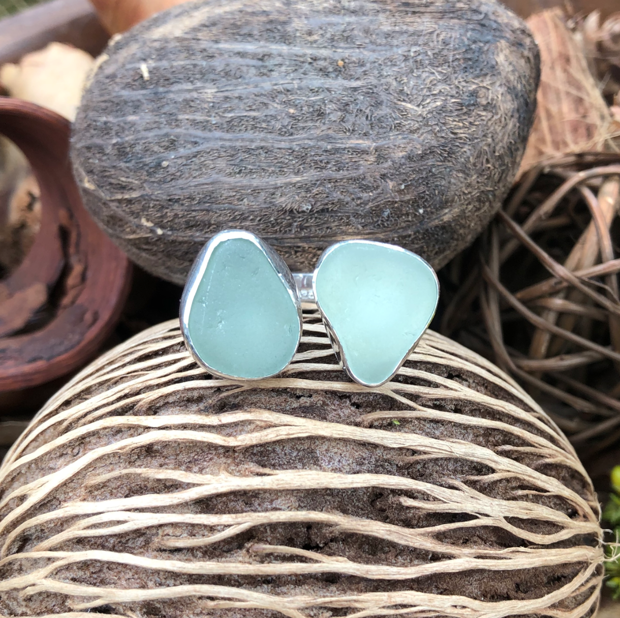 seafoam green beach glass ring