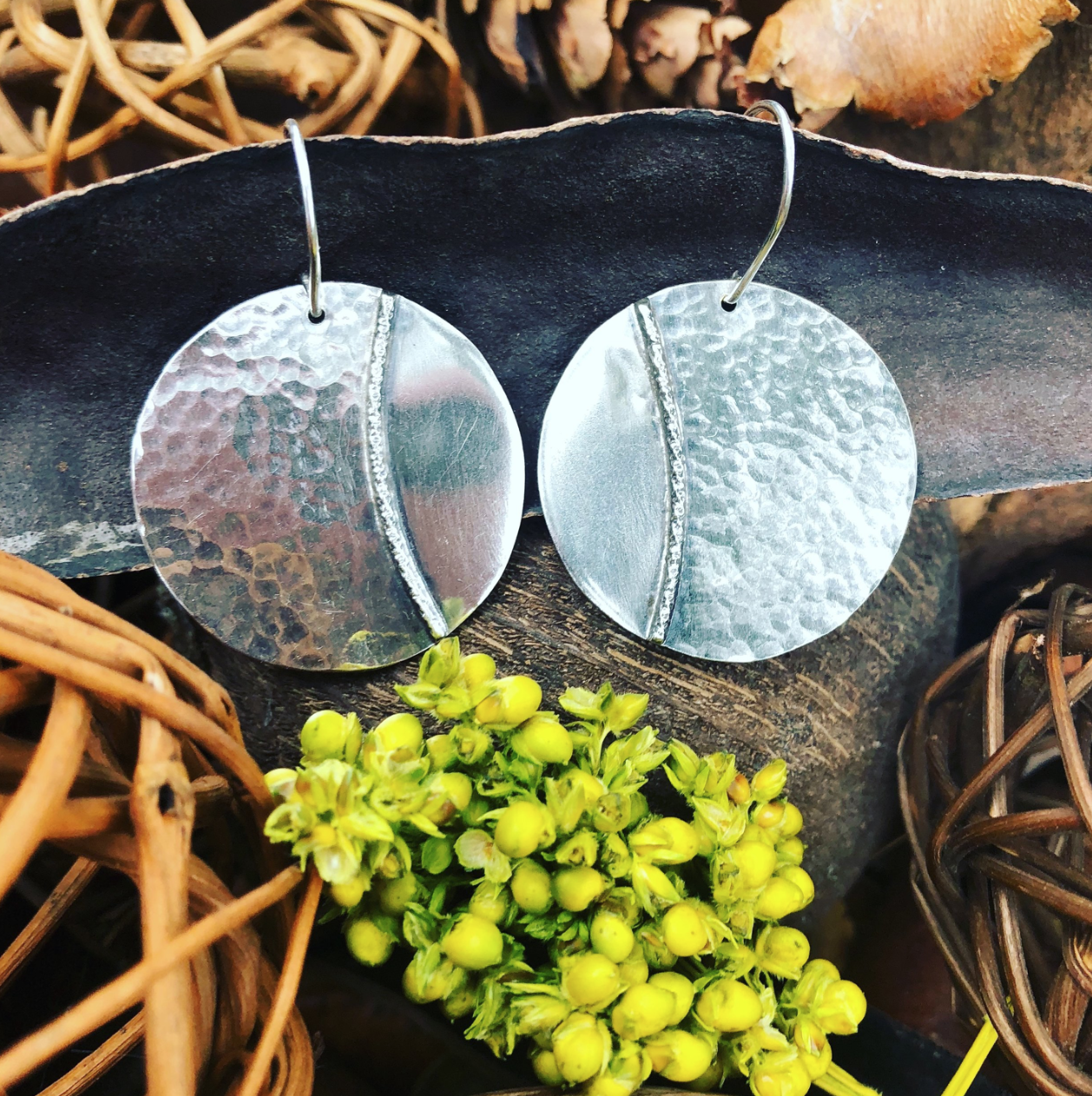 hammered circle earrings